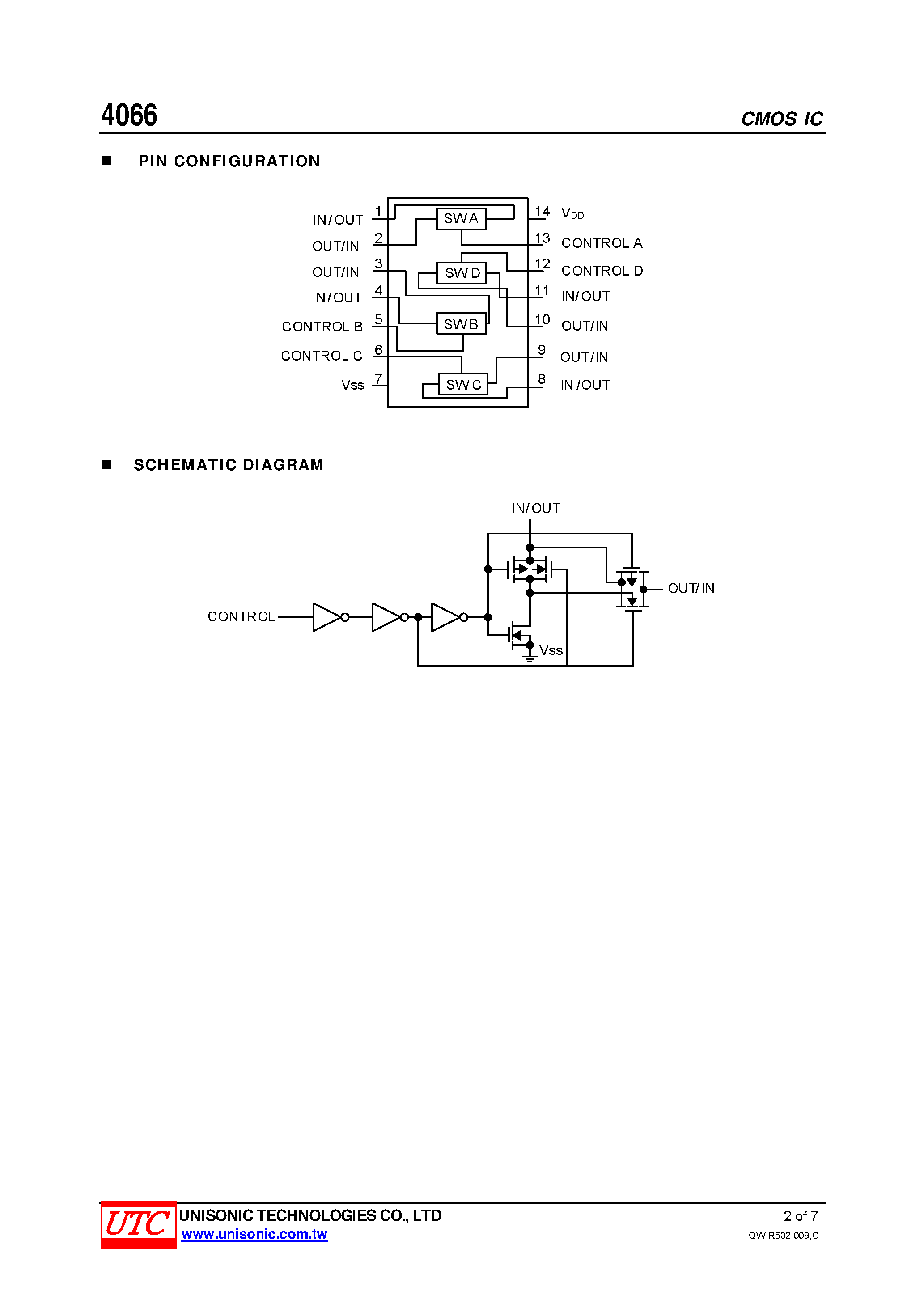 Datasheet 4066 page 2 Datasheet 4066 - QUAD BILATERAL SWITCH page 2