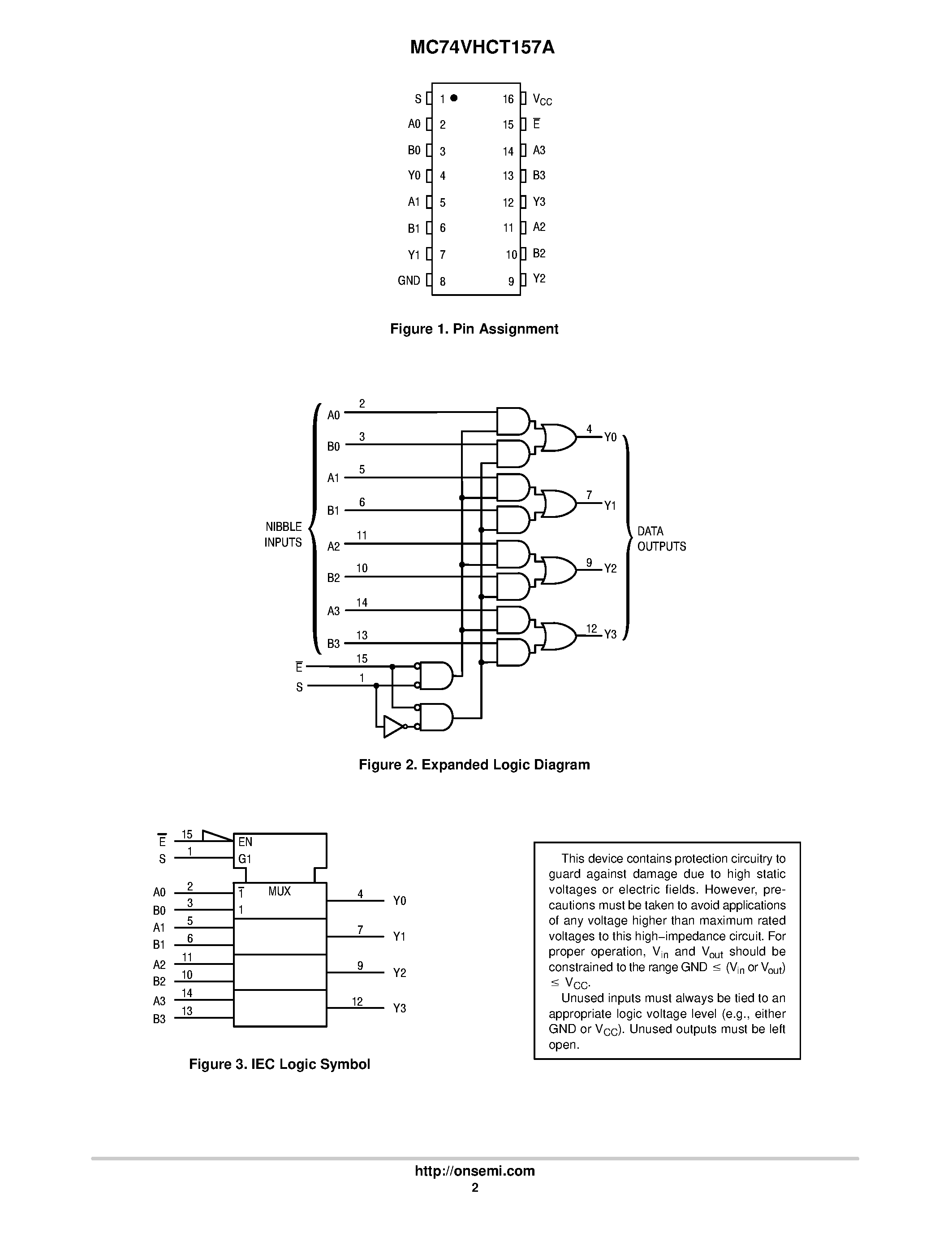 Даташит на микросхему MC74VHCT157A страница 2 Даташит MC74VHCT157A - Quad 2-Channel Multiplexer страница 2