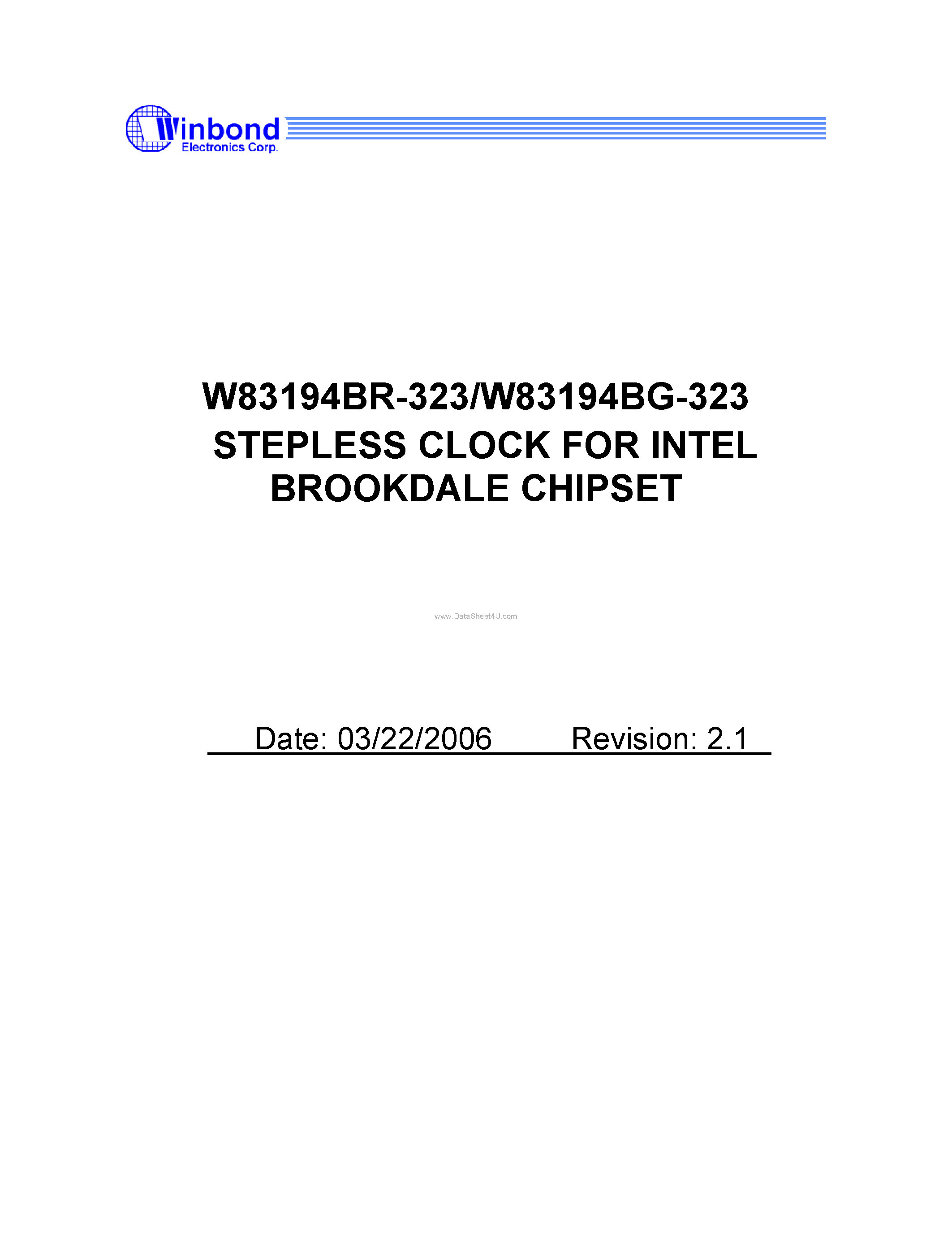 Даташит W83194BG-323 - STEPLESS CLOCK страница 1