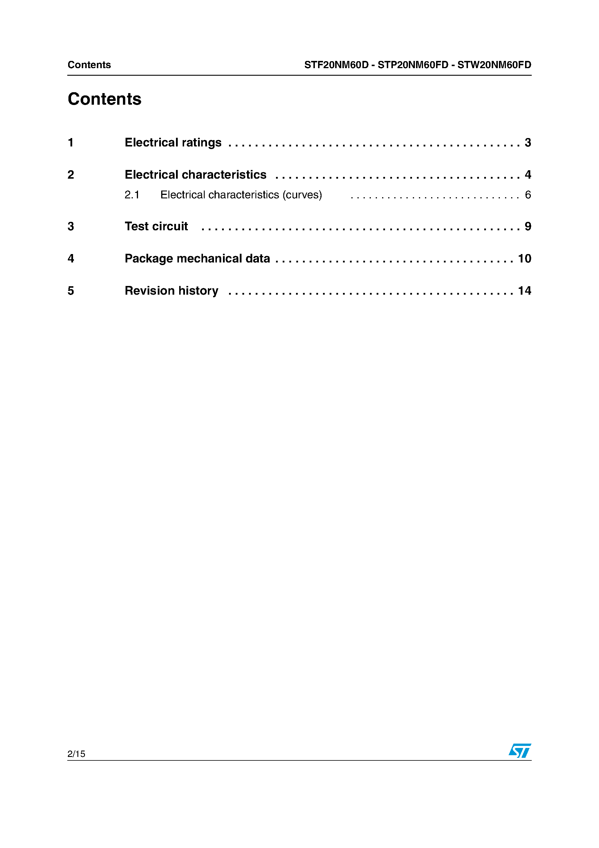 Datasheet STF20NM60D - N-CHANNEL MOSFET page 2