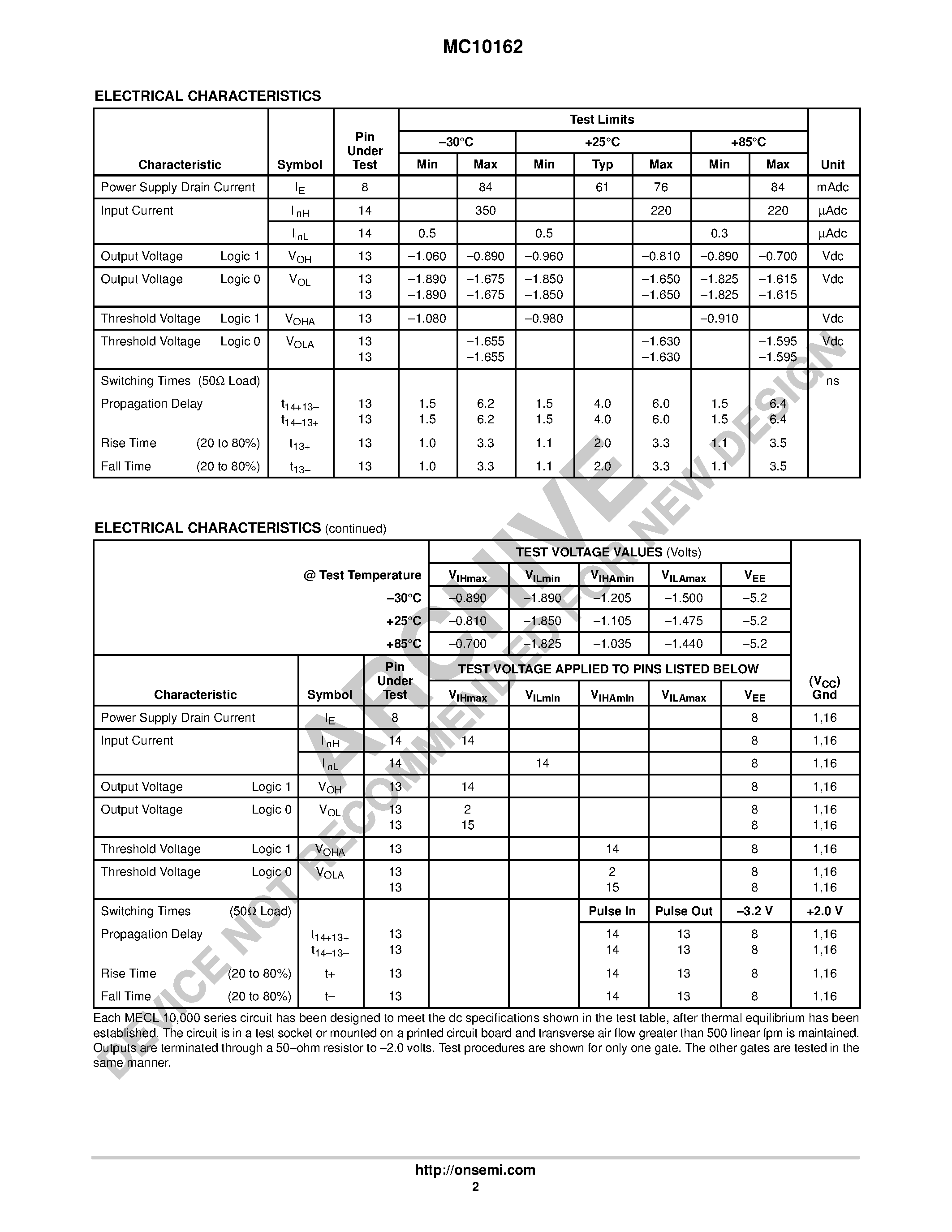 Даташит MC10162 - Binary to 1-8 Decoder страница 2