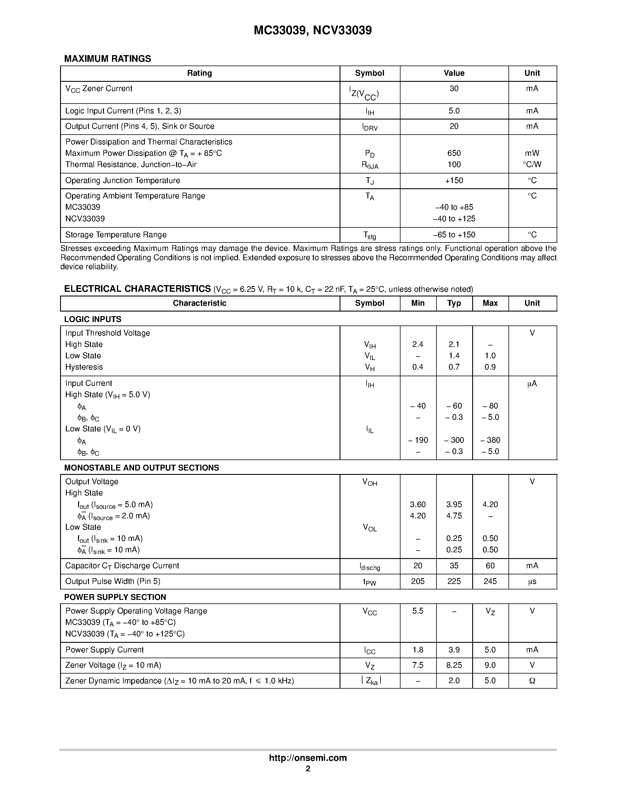 Даташит MC33039 - Closed Loop Brushless Motor Adapter страница 2