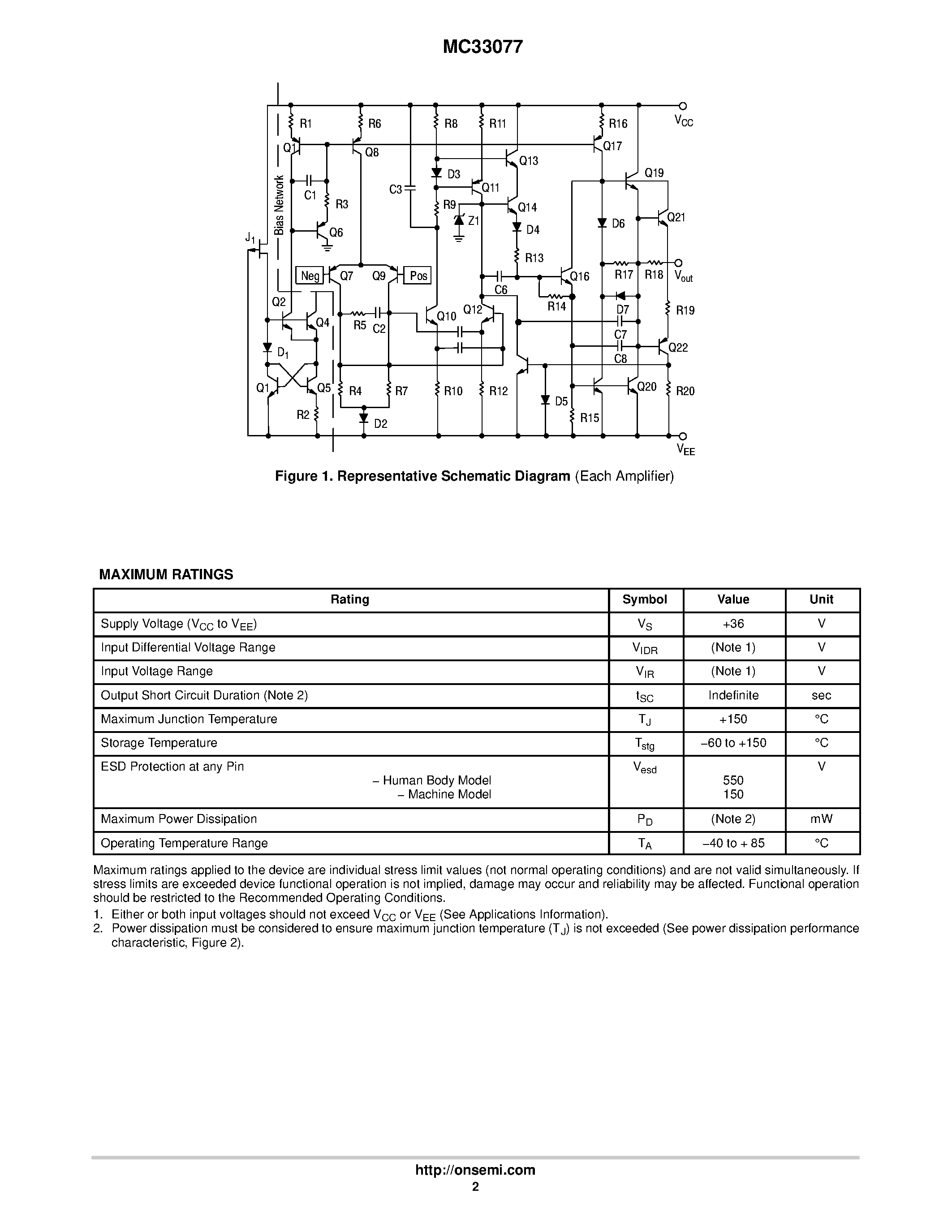 Даташит MC33077 - Low Noise Dual Operational Amplifier страница 2