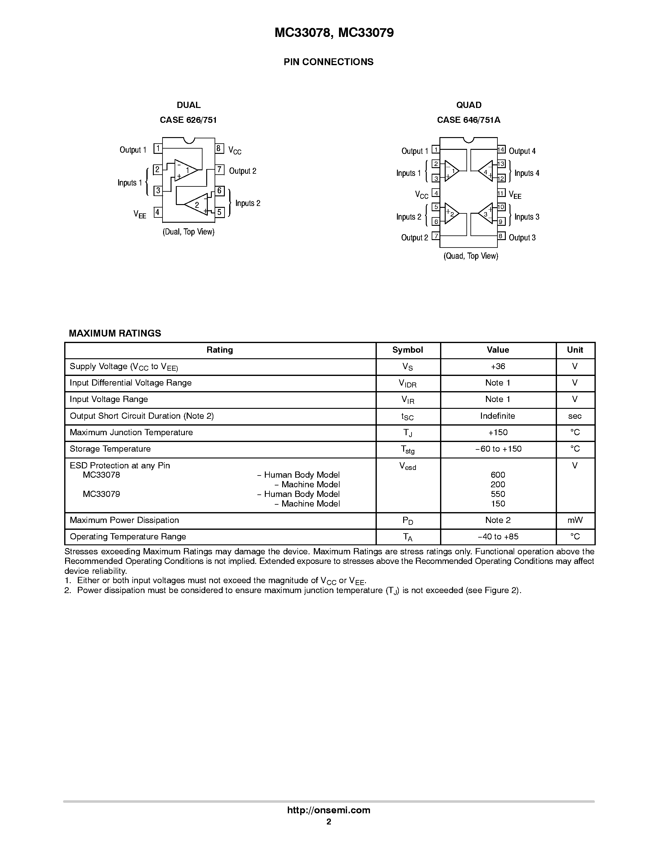 Даташит на микросхему MC33079 страница 2 Даташит MC33079 - Low Noise Dual/Quad Operational Amplifiers страница 2