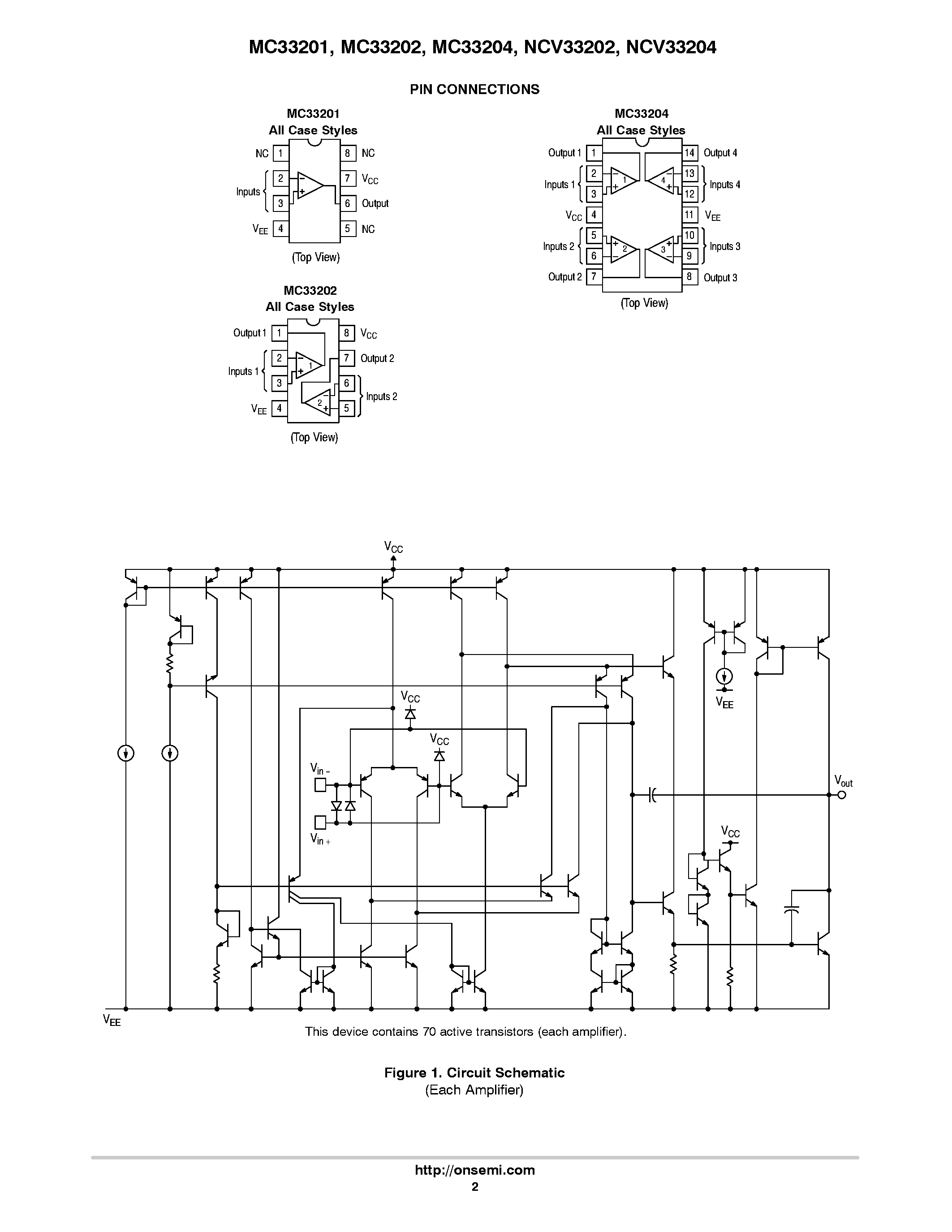 Даташит MC33201 - (MC33201 - MC33204) Rail-to-Rail Operational Amplifiers страница 2