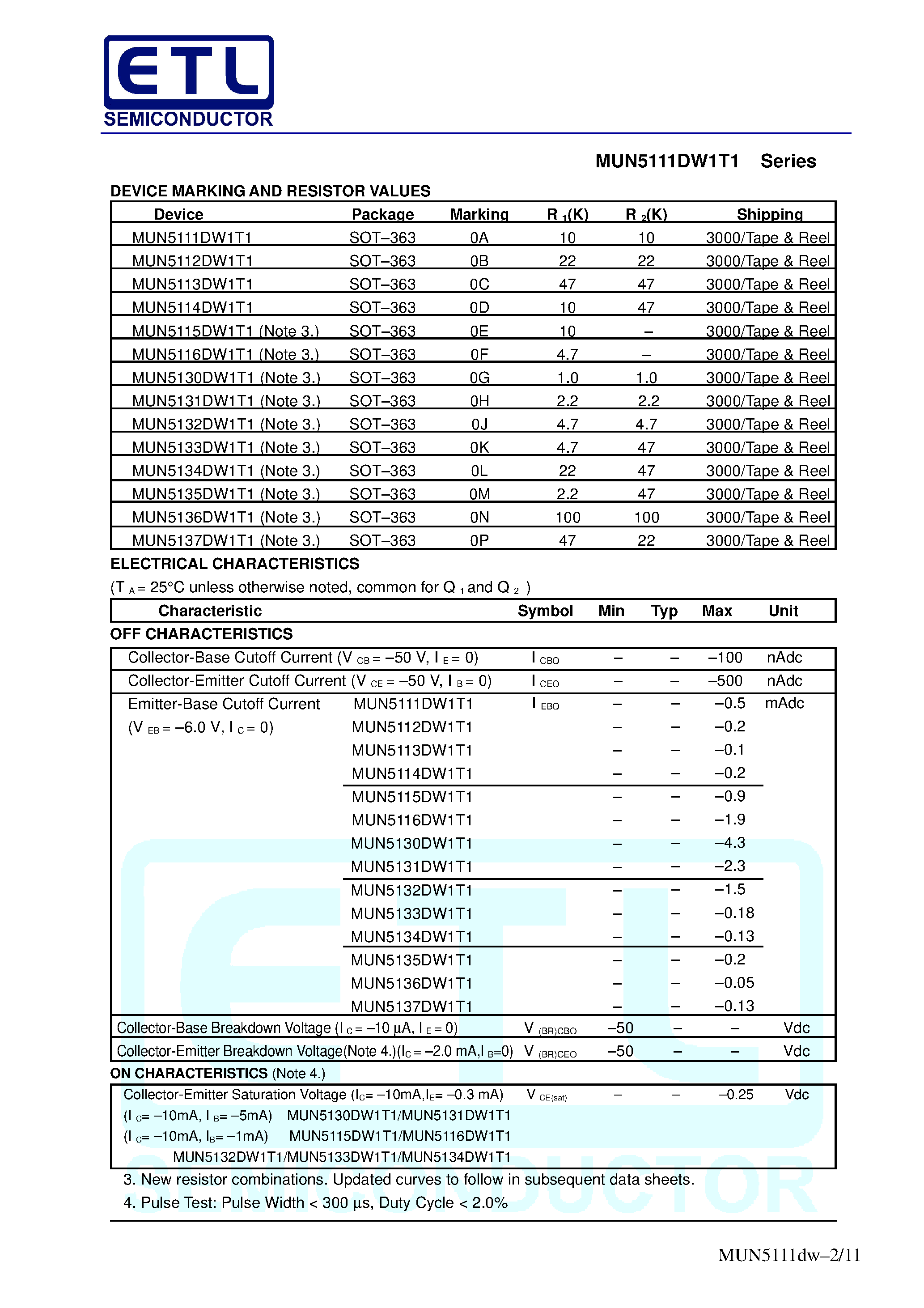 Datasheet MUN5111DW1T1 - (MUN5111DW1T1 Series) Dual Bias Resistor Transistors PNP Silicon Surface Mount Transistors page 2