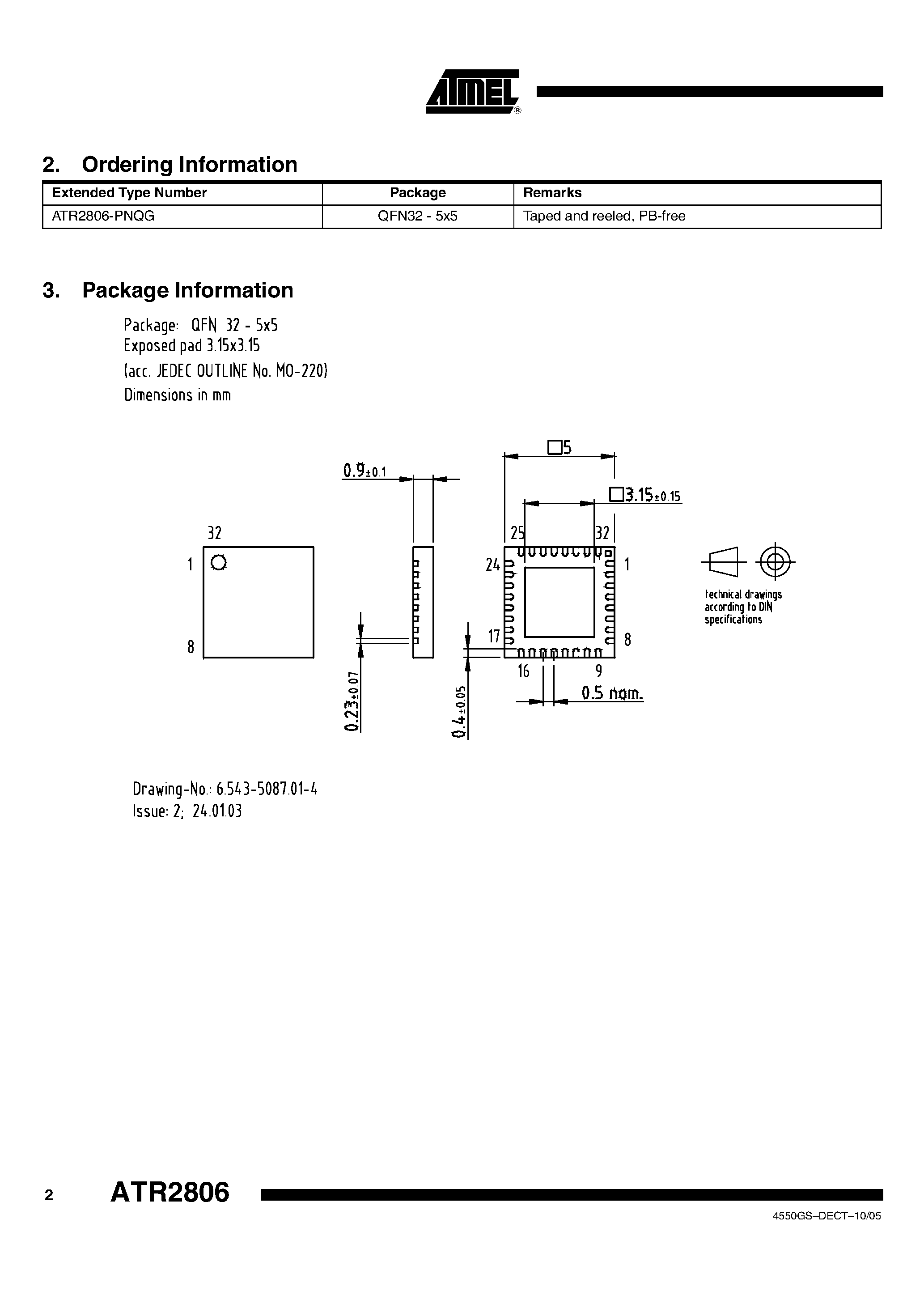 Datasheet ATR2806 - Low IF WDCT 2.4 GHz Transceiver page 2