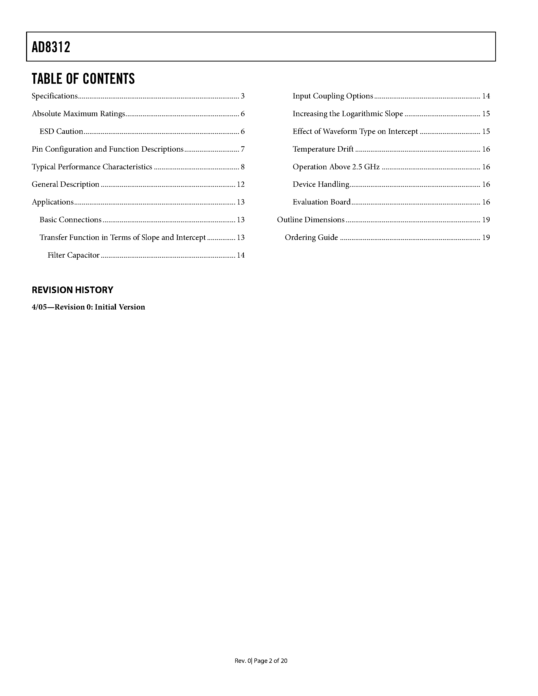 Datasheet AD8312 - RF Detector page 2