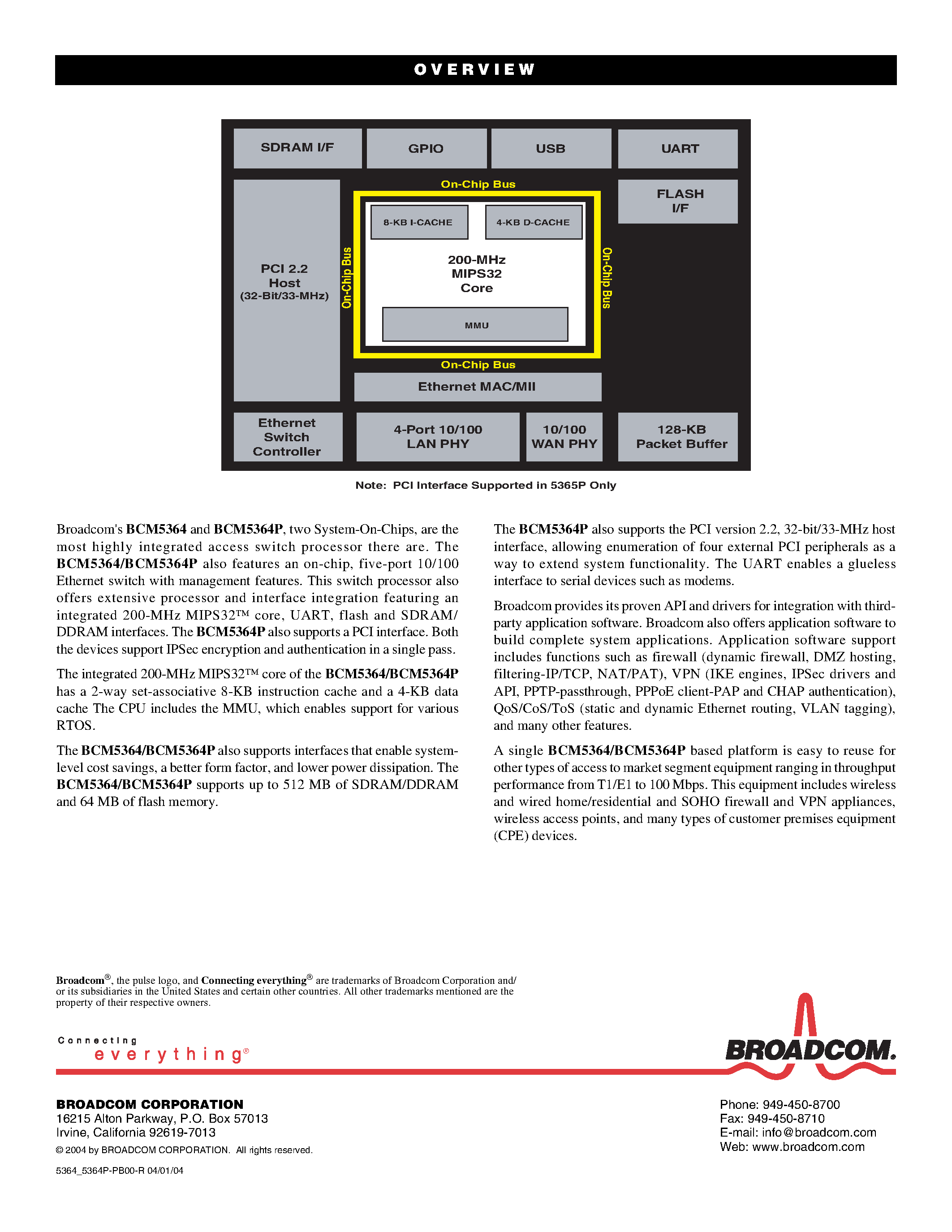 Даташит на микросхему BCM5364 страница 2 Даташит BCM5364 - SECURED SWITCH PROCESSORS страница 2