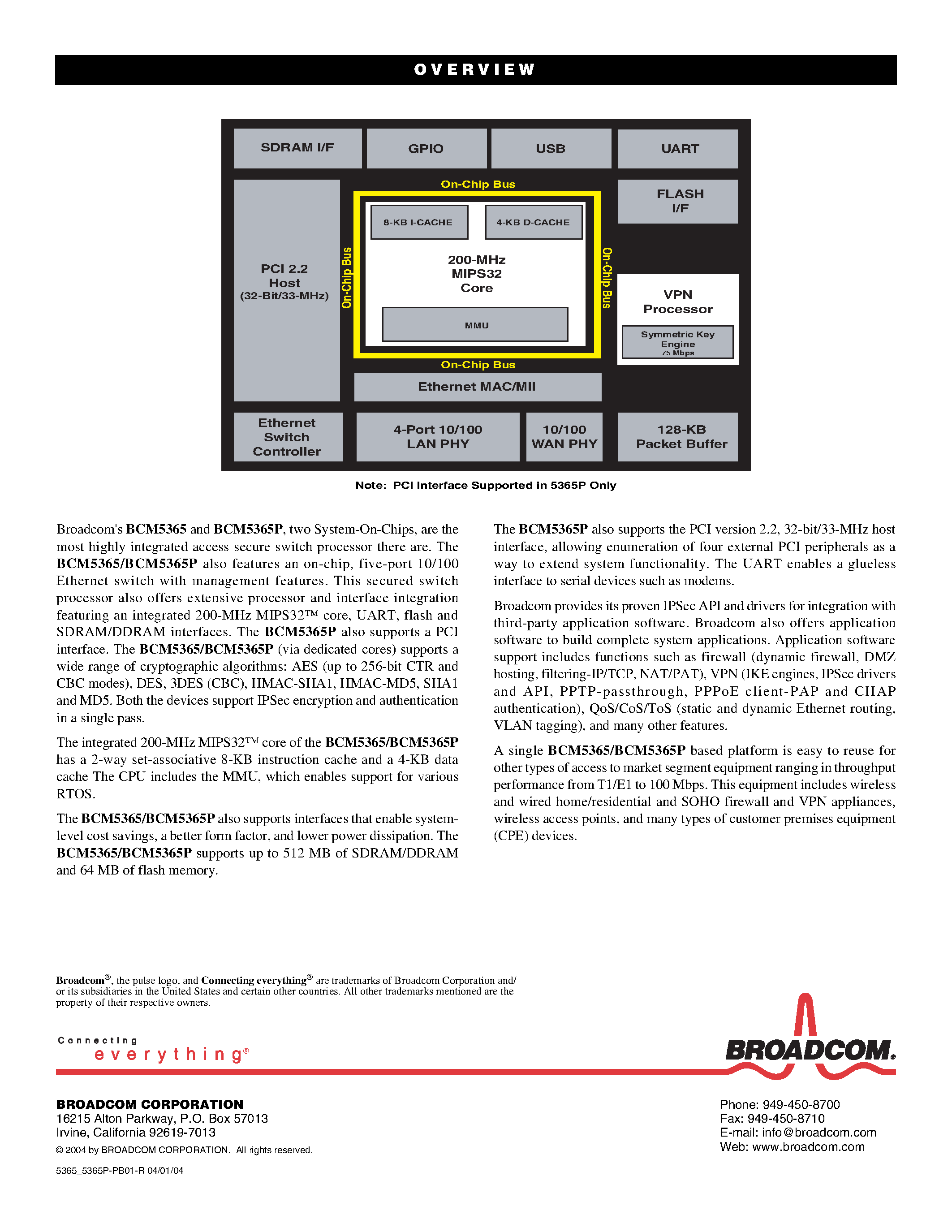 Даташит на микросхему BCM5365 страница 2 Даташит BCM5365 - SECURED SWITCH PROCESSORS страница 2
