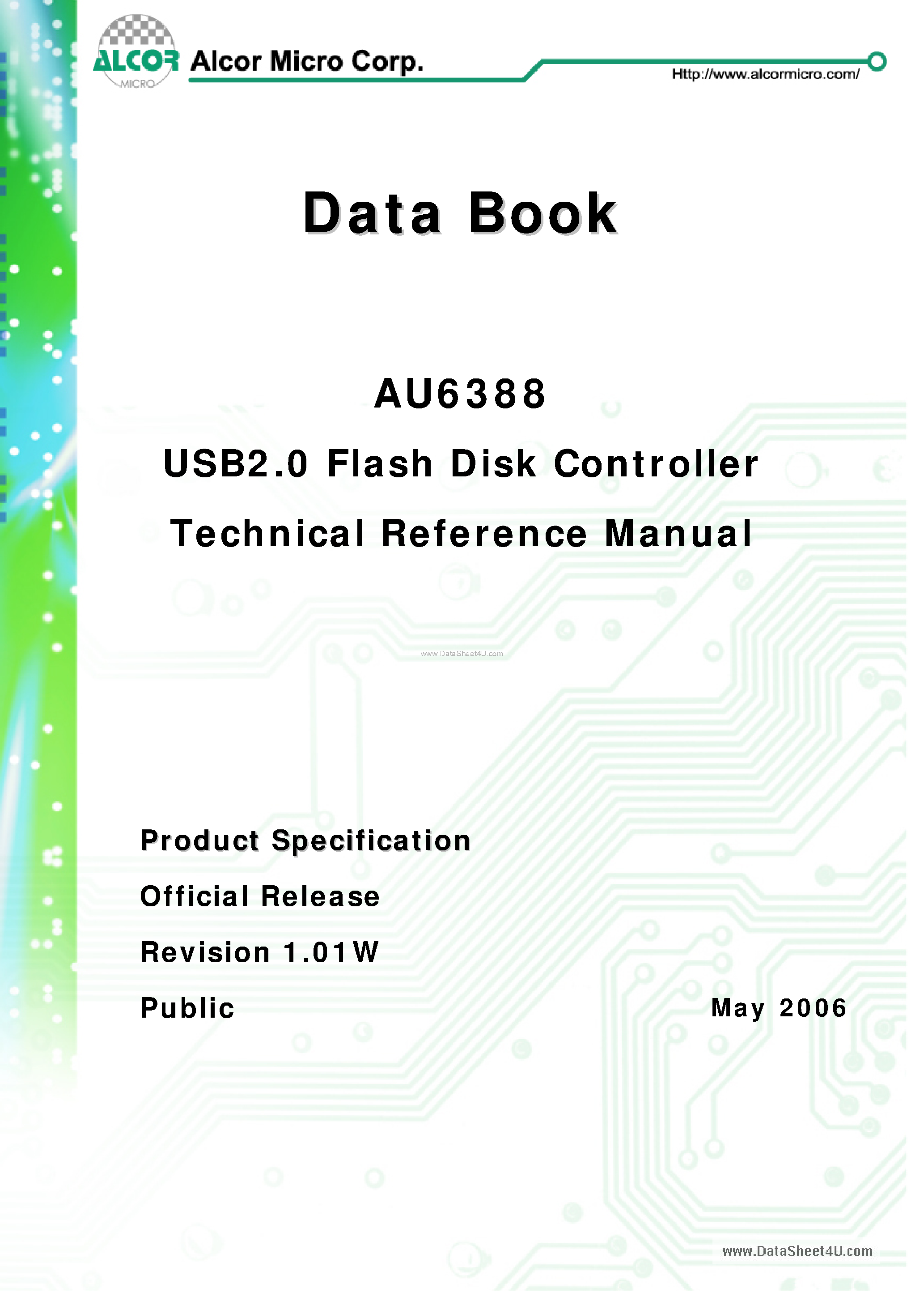 Datasheet AU6388 page 1 Datasheet AU6388 - USB 2.0 Flash Disk Controller page 1