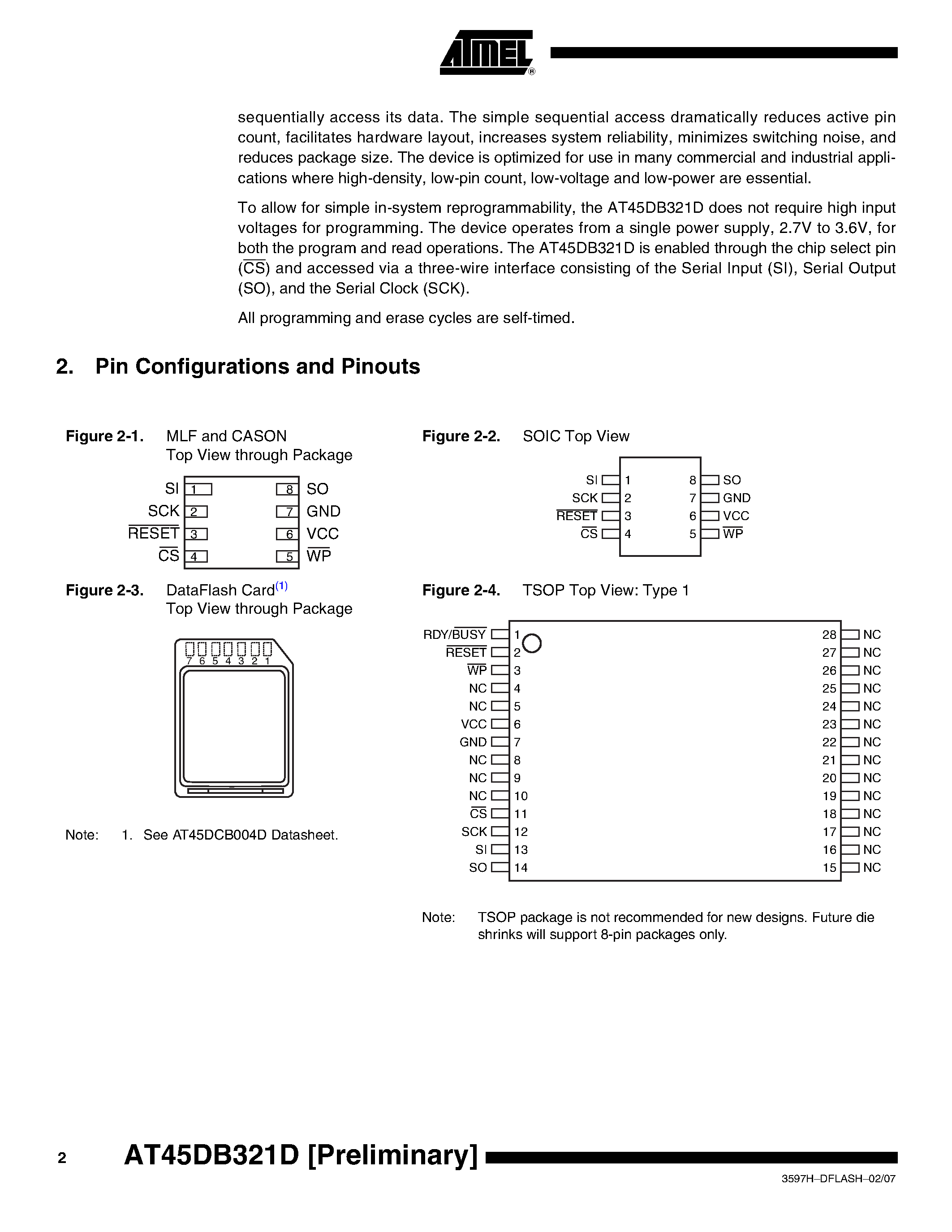 Datasheet AT45DB321D - 32-megabit 2.7-volt DataFlash page 2