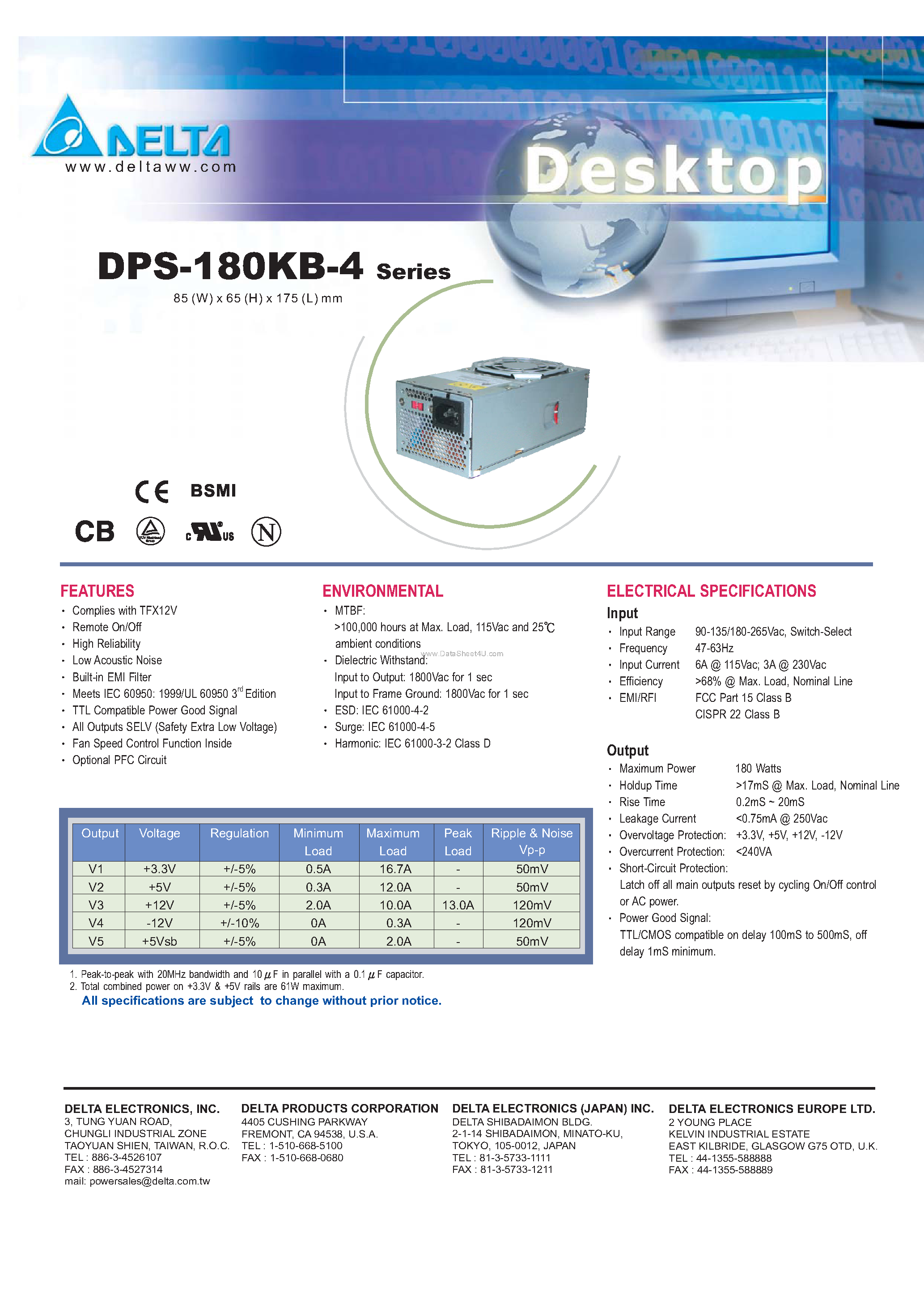 Datasheet DPS-180KB-4 - Complies page 1