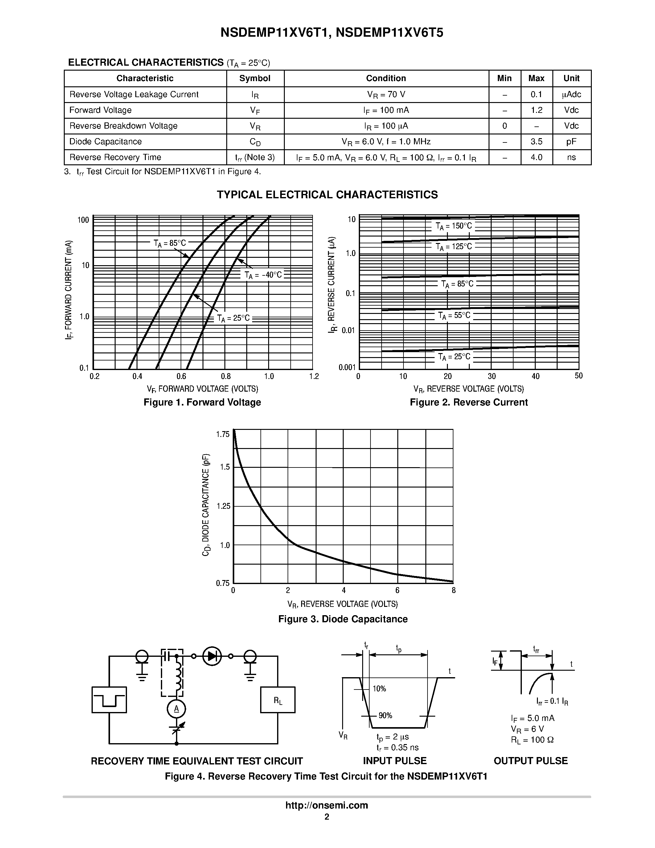 Datasheet NSDEMP11XV6T1 page 2 Datasheet NSDEMP11XV6T1 - (NSDEMP11XV6T1 / NSDEMP11XV6T5) Common Anode Quad Array Switching Diode page 2