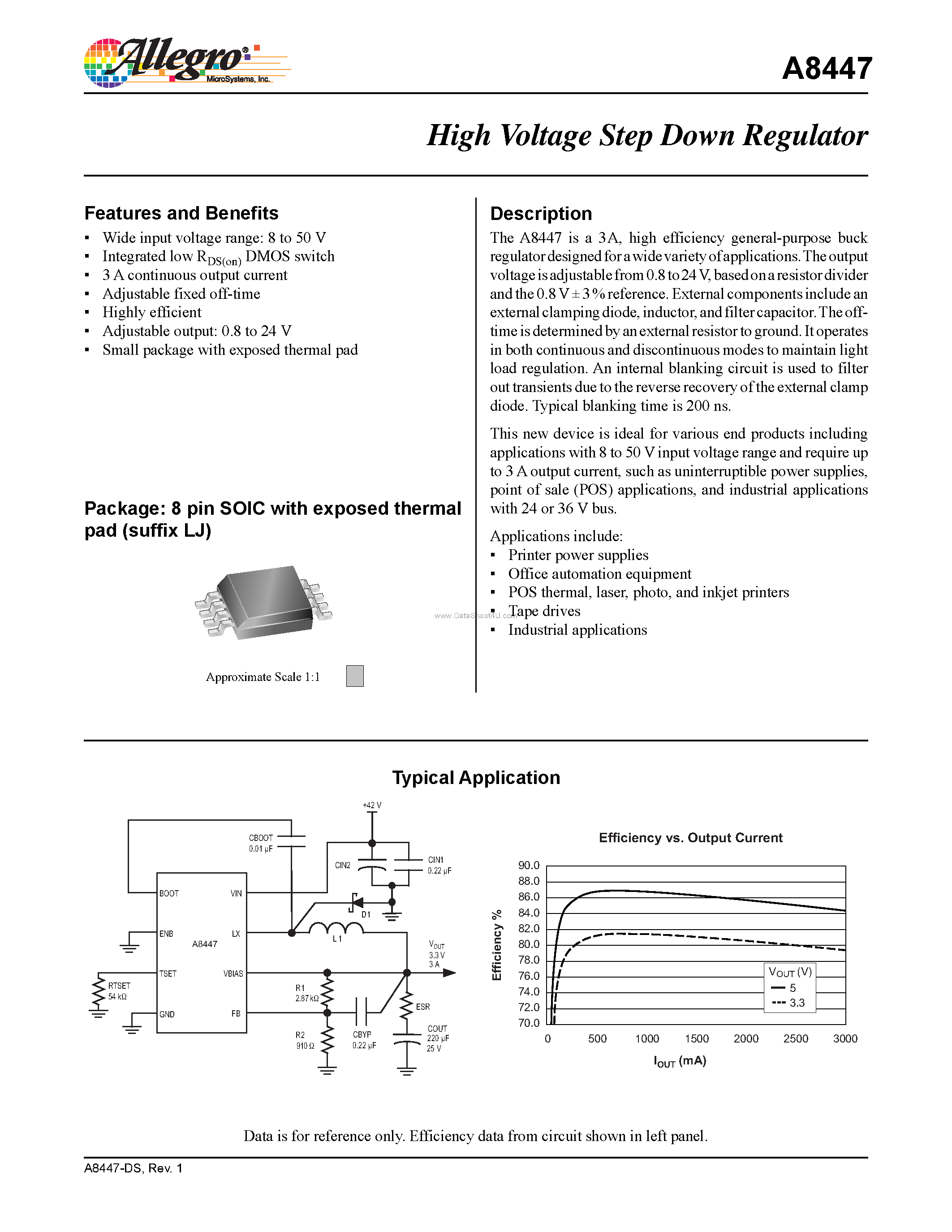 Datasheet A8447 - High Voltage Step Down Regulator page 1