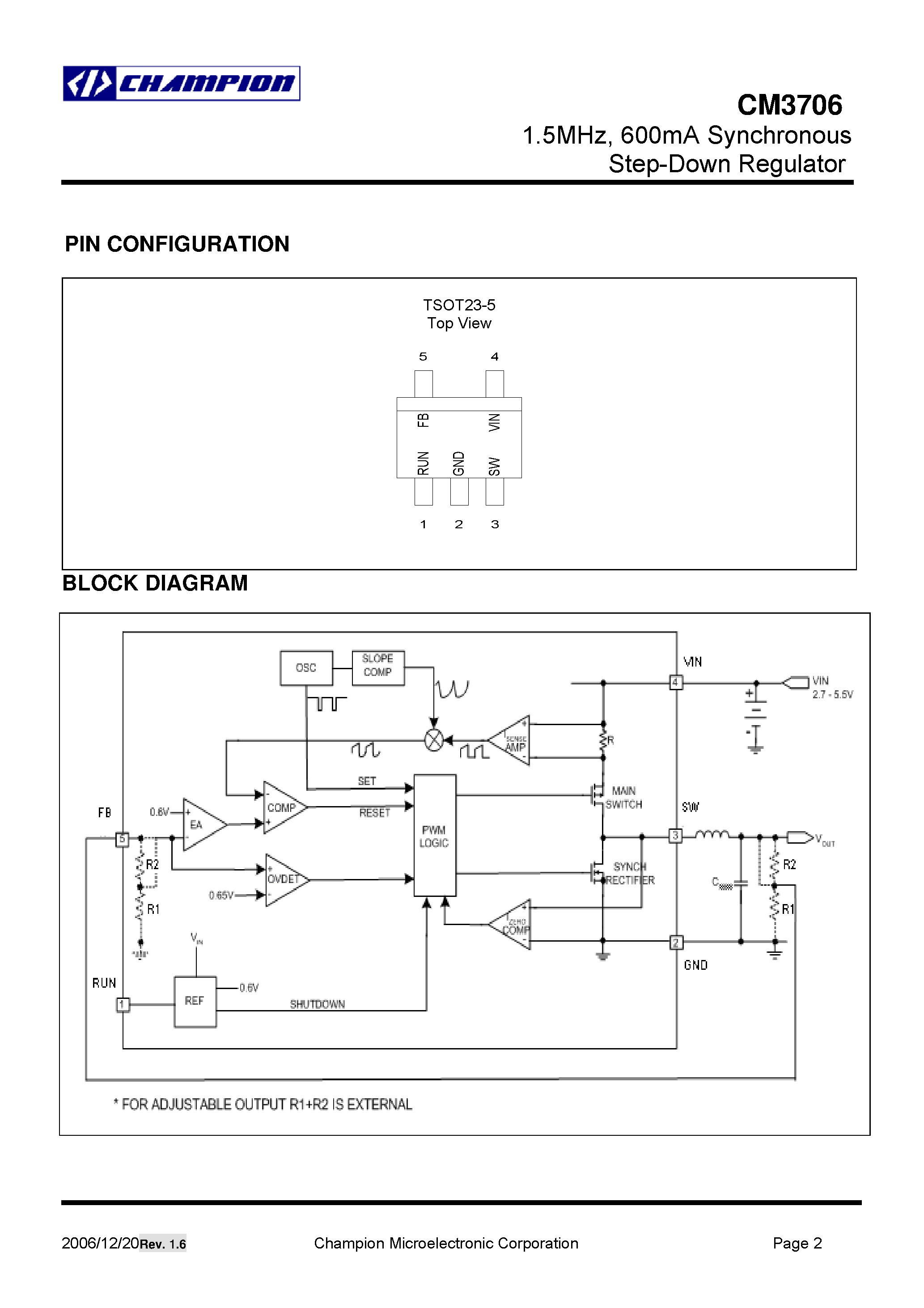 Даташит на микросхему CM3706 страница 2 Даташит CM3706 - Synchronous Step-Down Regulator страница 2