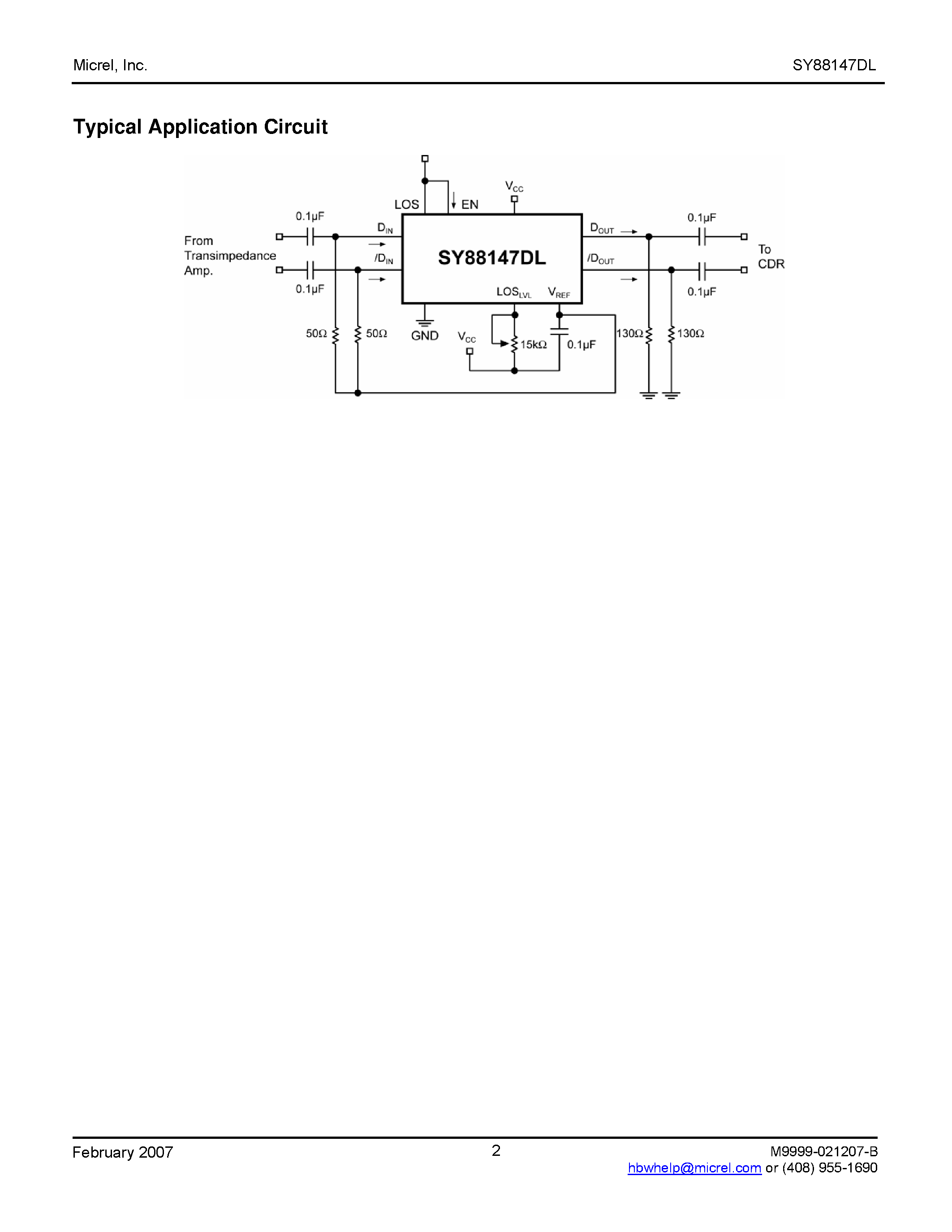 Даташит SY88147DL - PECL Limiting Post Amplifier w/High Gain TTL Loss-of-Signal страница 2