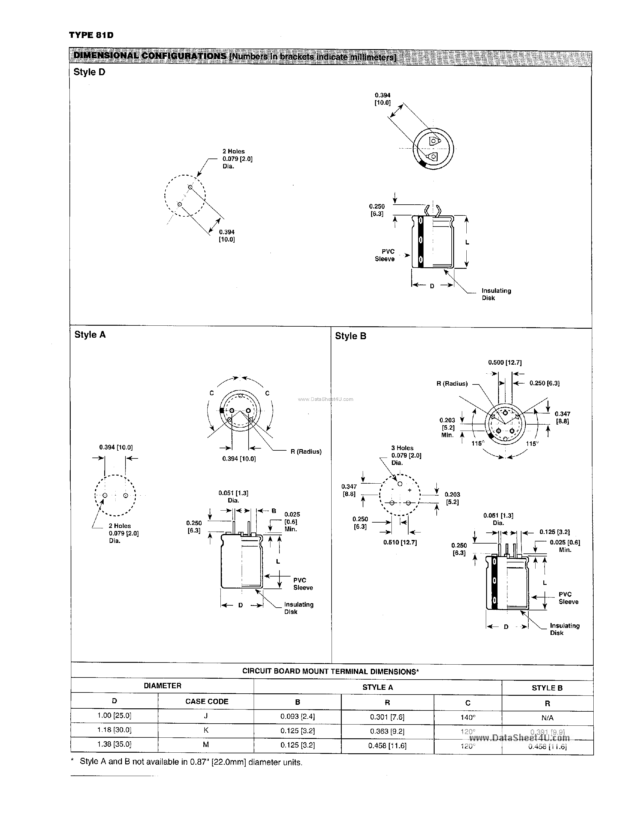 Datasheet 81D103M035xx2D page 2 Datasheet 81D103M035xx2D - Type 81D Aluminum Capacitors page 2