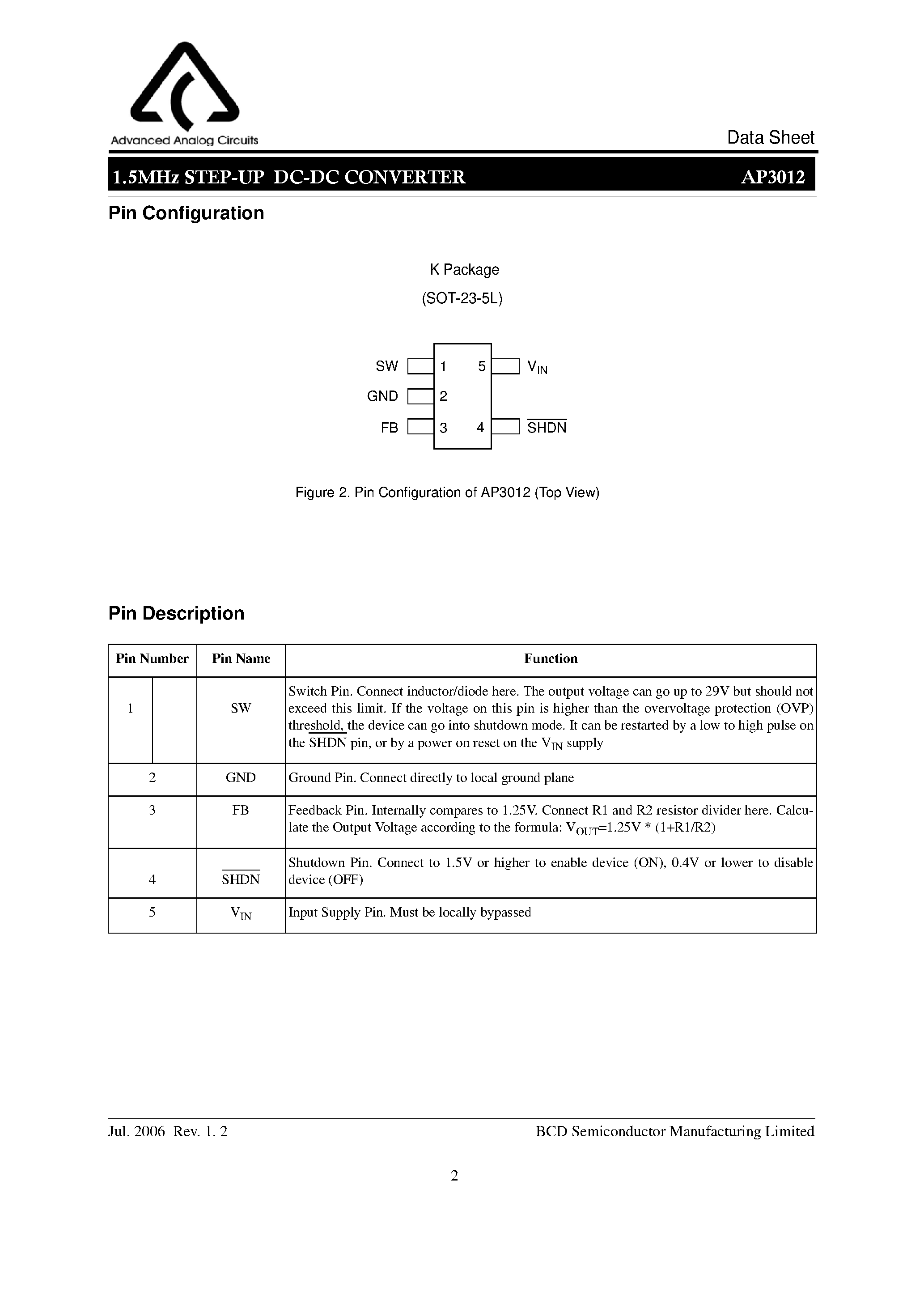 Даташит на микросхему AP3012 страница 2 Даташит AP3012 - STEP-UP DC-DC CONVERTER страница 2