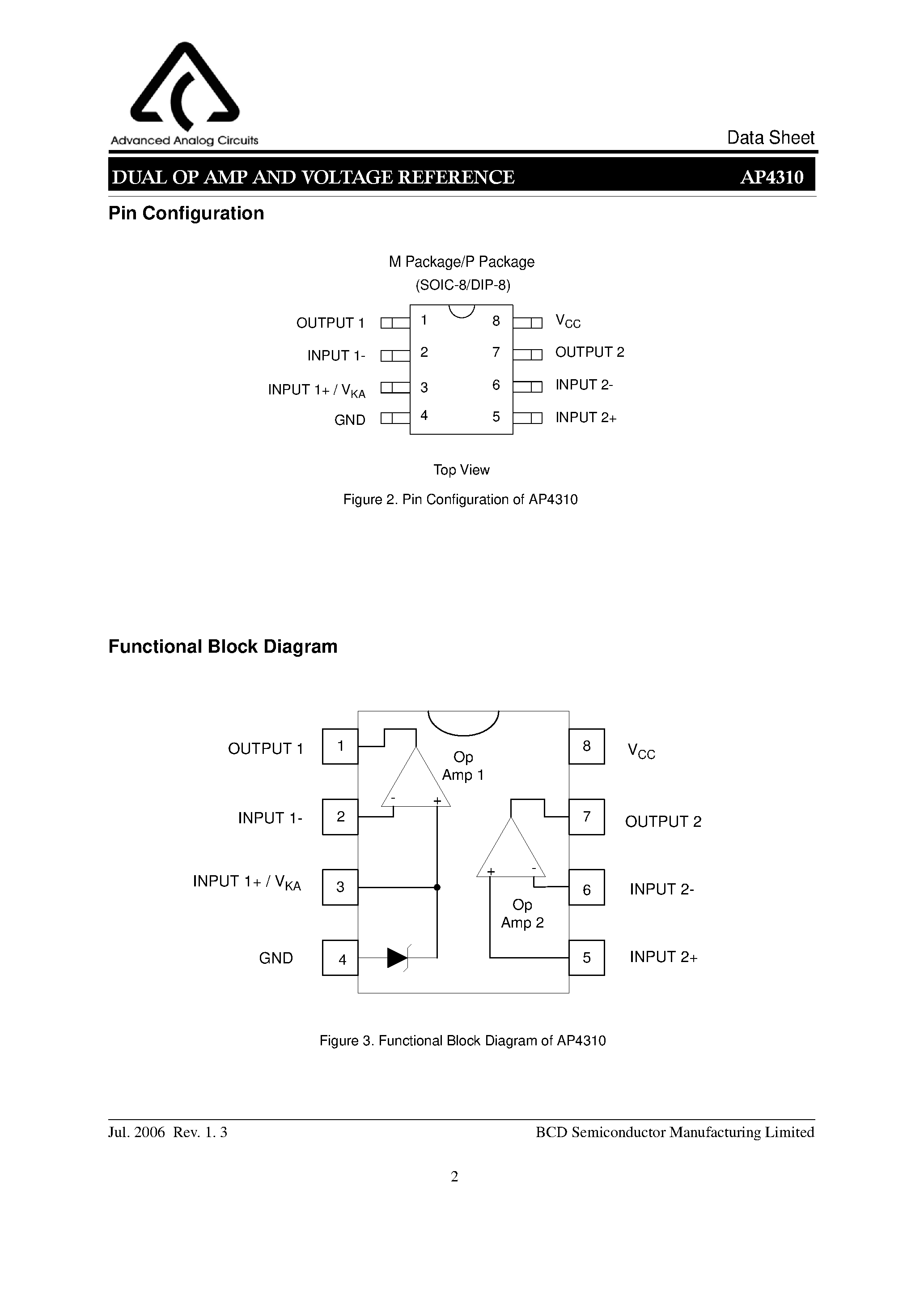 Даташит на микросхему AP4310 страница 2 Даташит AP4310 - DUAL OP AMP AND VOLTAGE REFERENCE страница 2