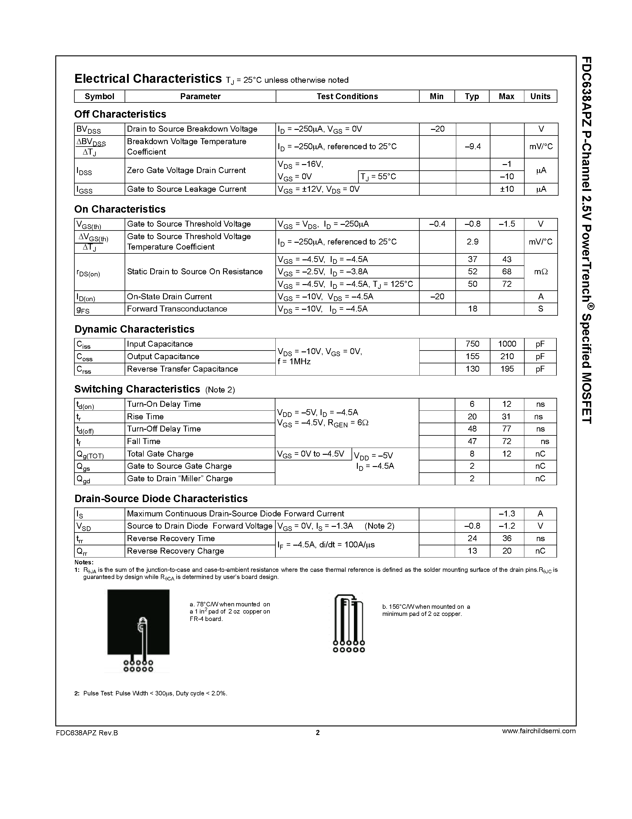Datasheet FDC638APZ page 2 Datasheet FDC638APZ - N-Channel MOSFET page 2