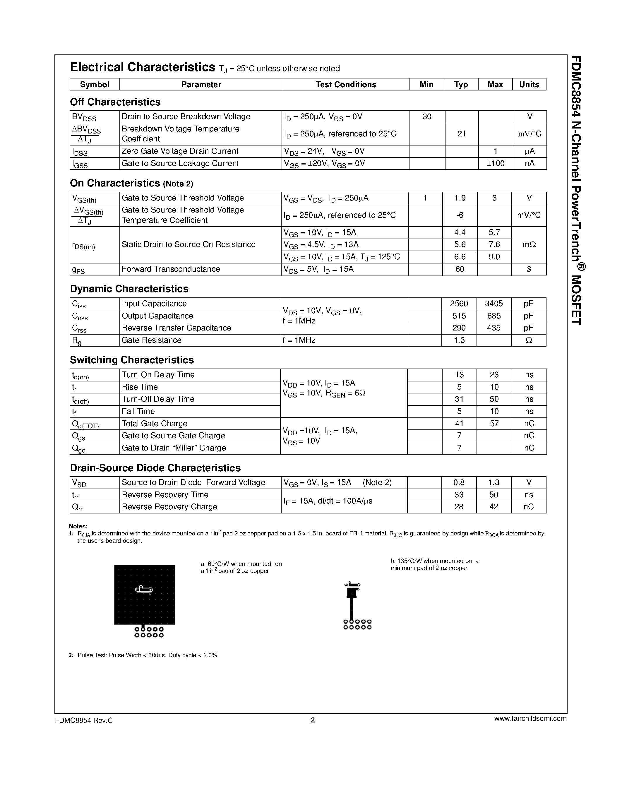 Datasheet FDMC8854 - N-Channel Power Trench MOSFET page 2