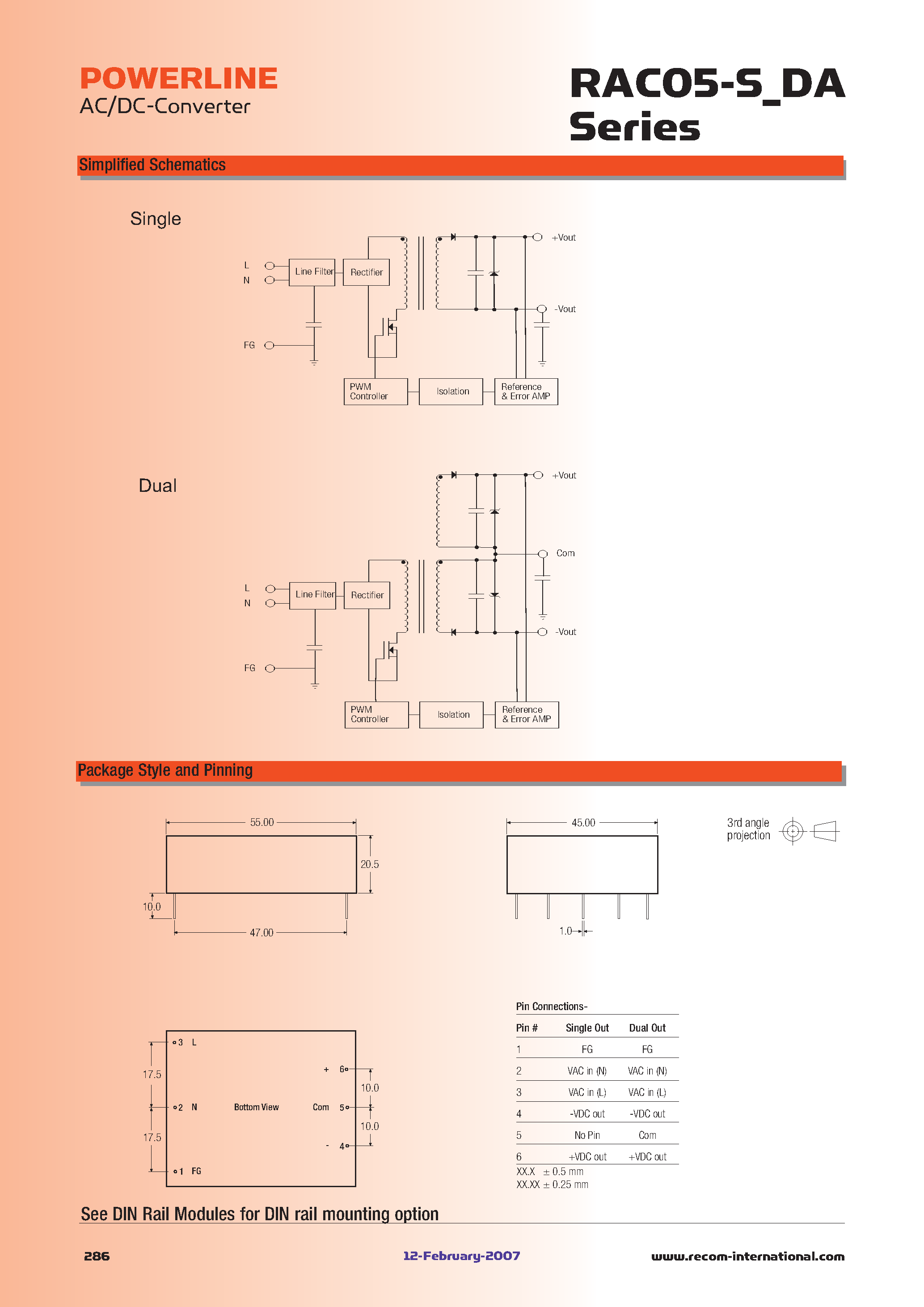 Datasheet RAC05-xxDA - 5 Watt Single & Dual Output page 2