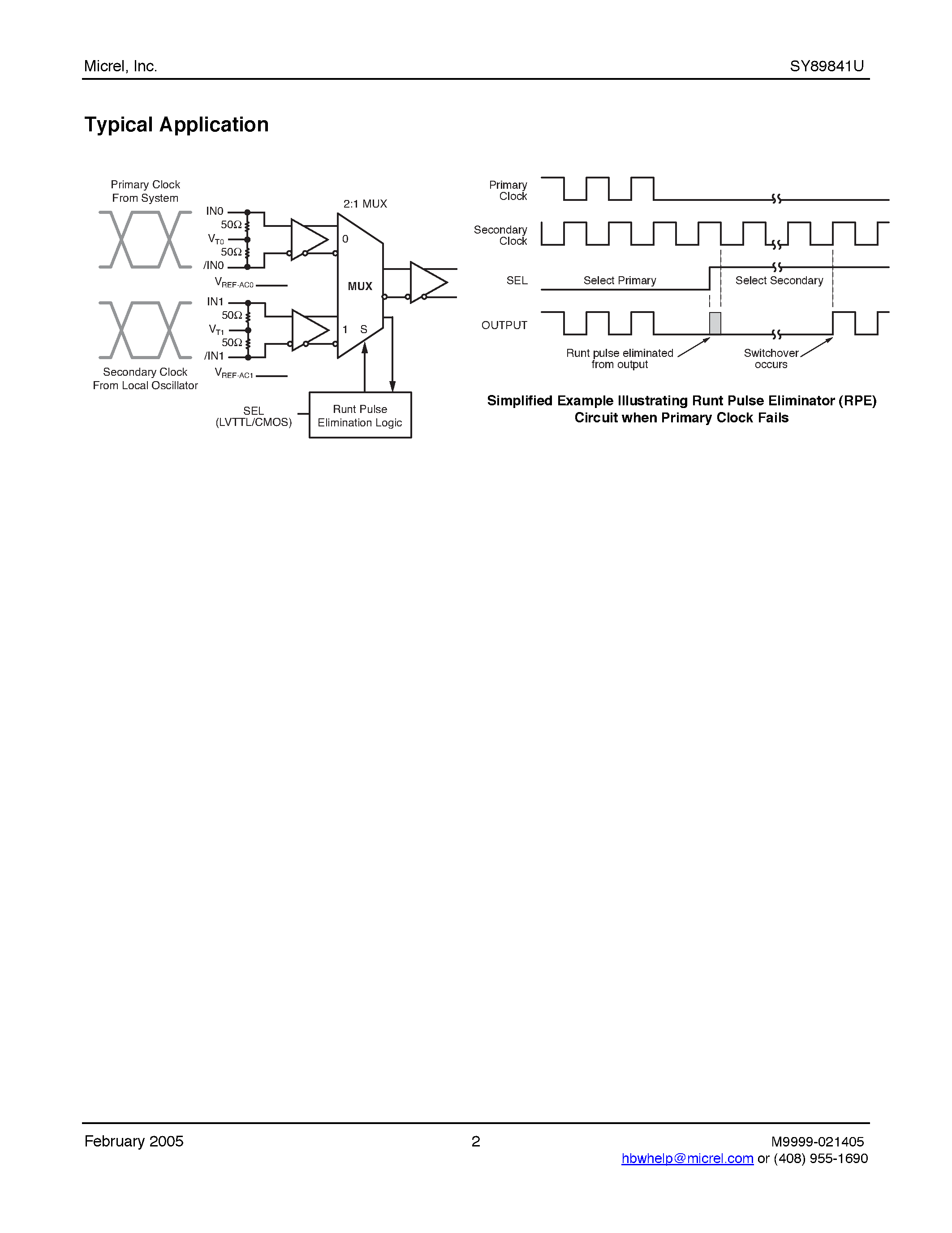 Datasheet SY89841U - Precision LVDS Runt Pulse Eliminator 2:1 Multiplexer page 2