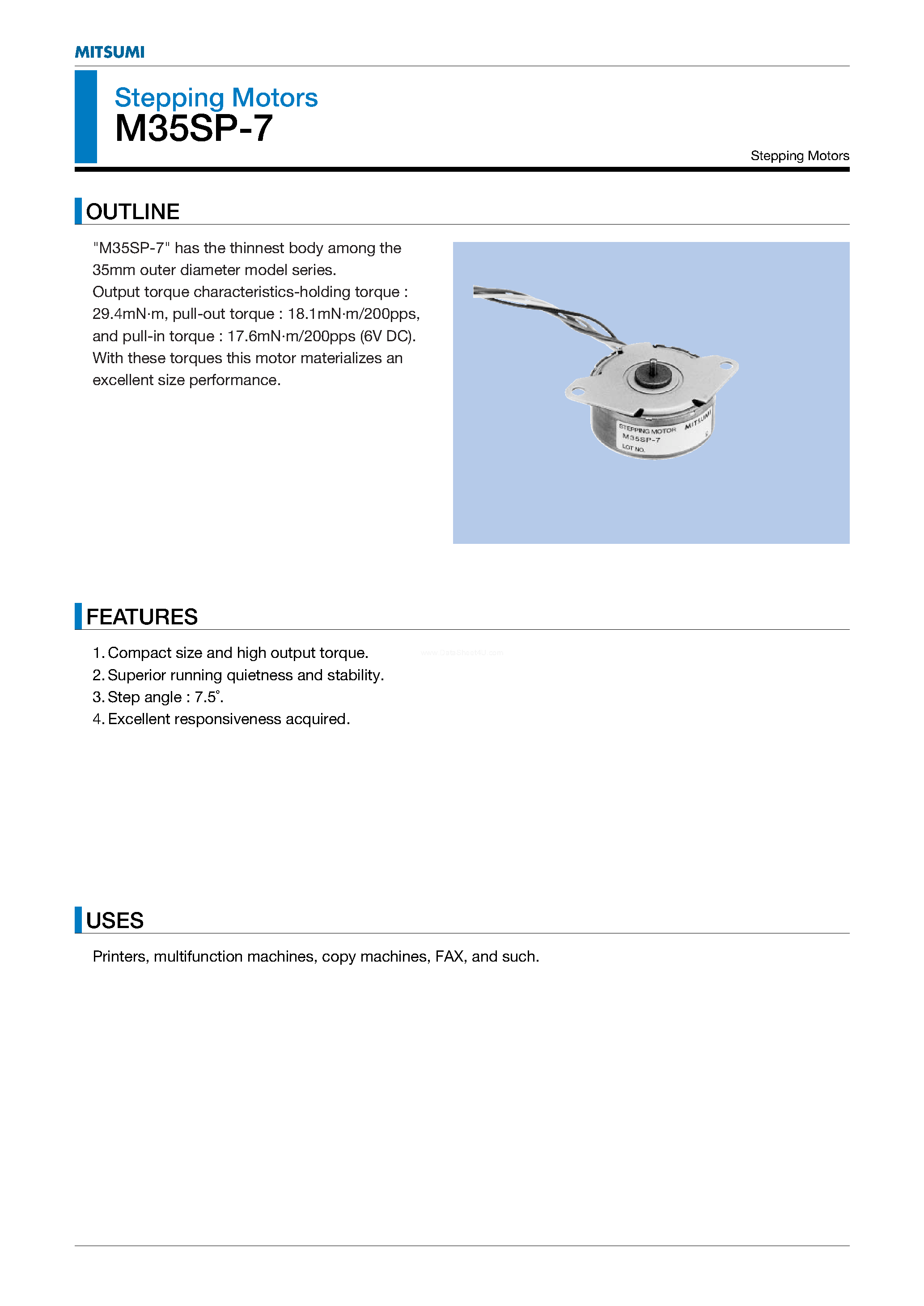 Datasheet M35SP-7 - Stepping Motors page 1