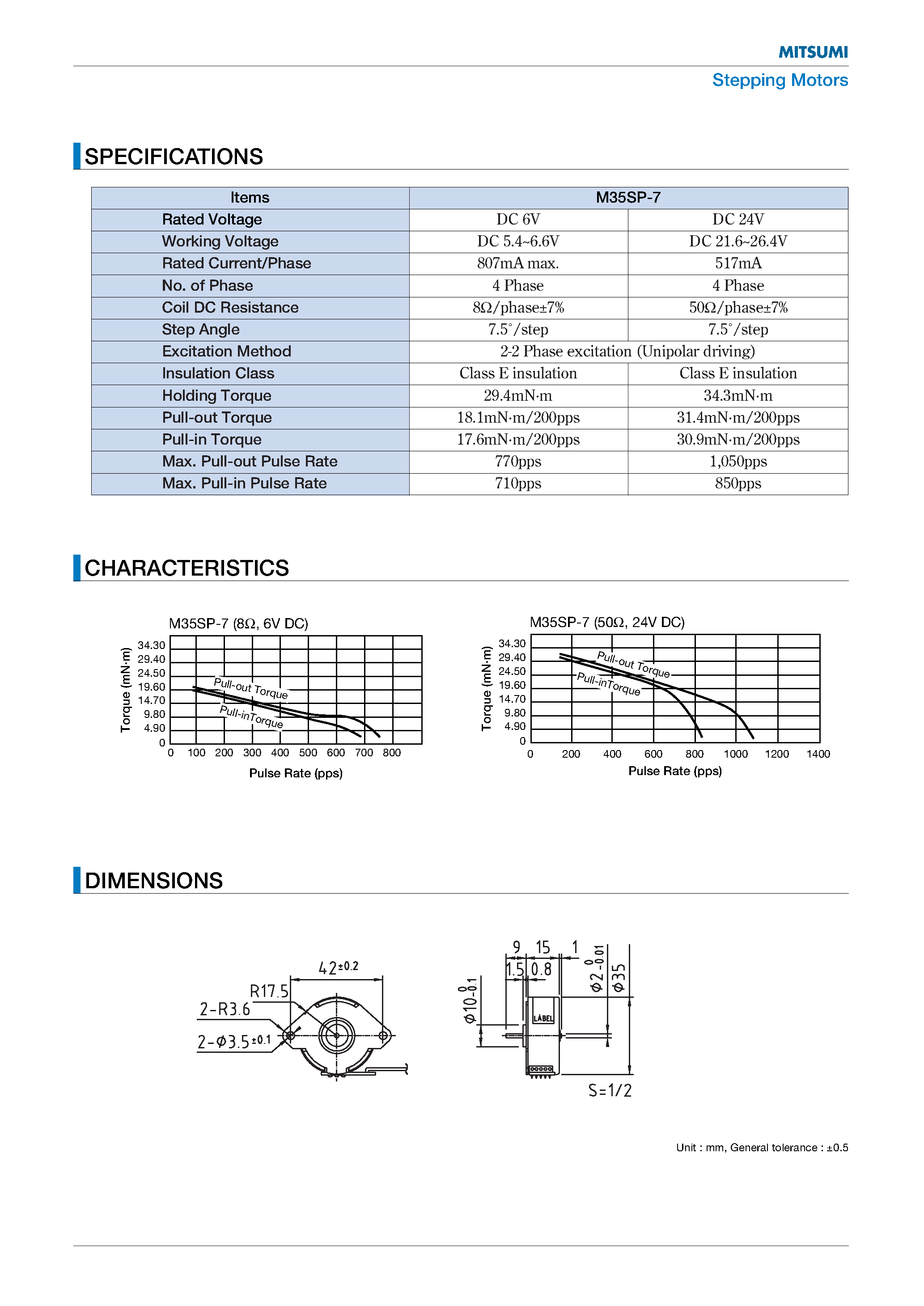 Datasheet M35SP-7 - Stepping Motors page 2