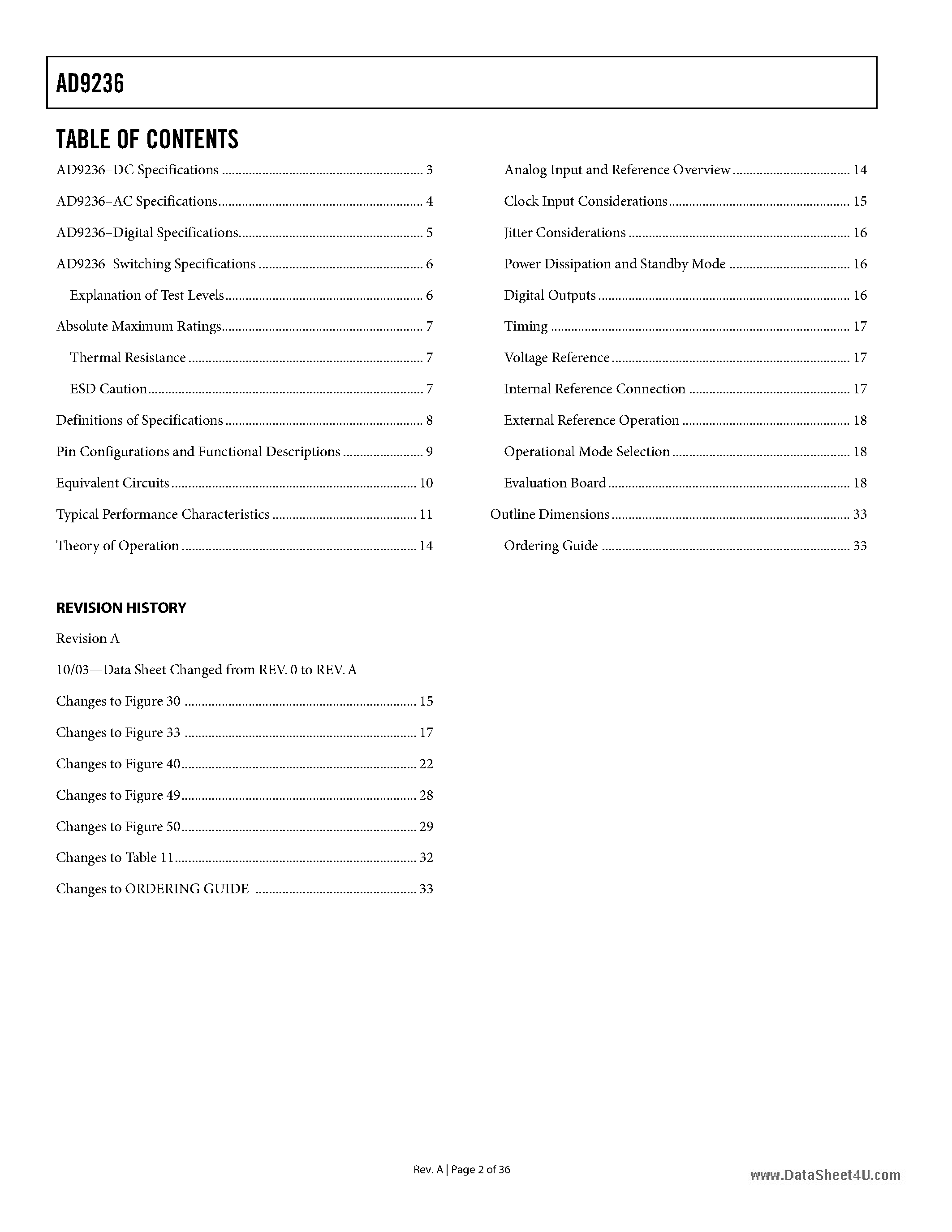 Datasheet AD9236 - A/D Converter page 2