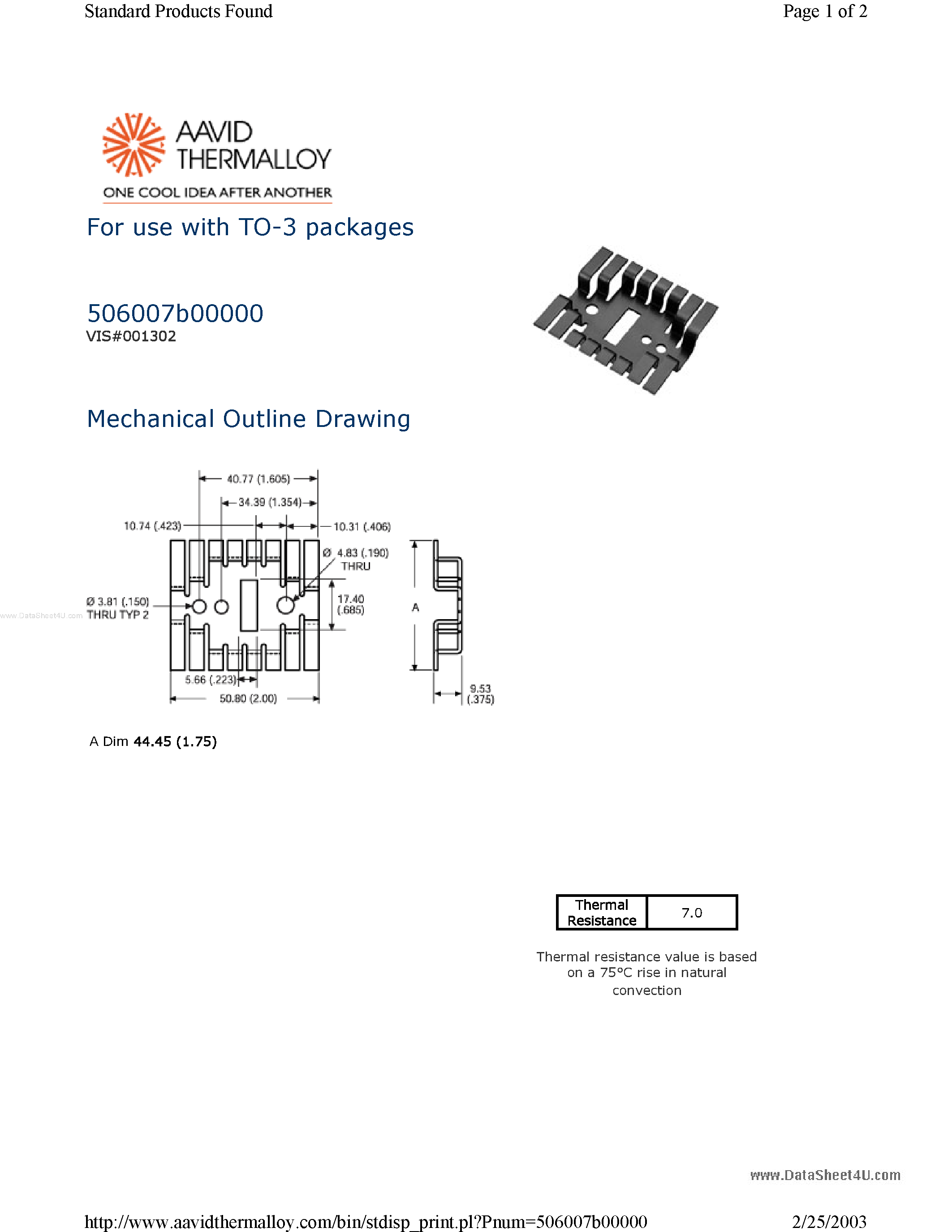 Datasheet 506007B00000 - For use with TO-3 packages page 1