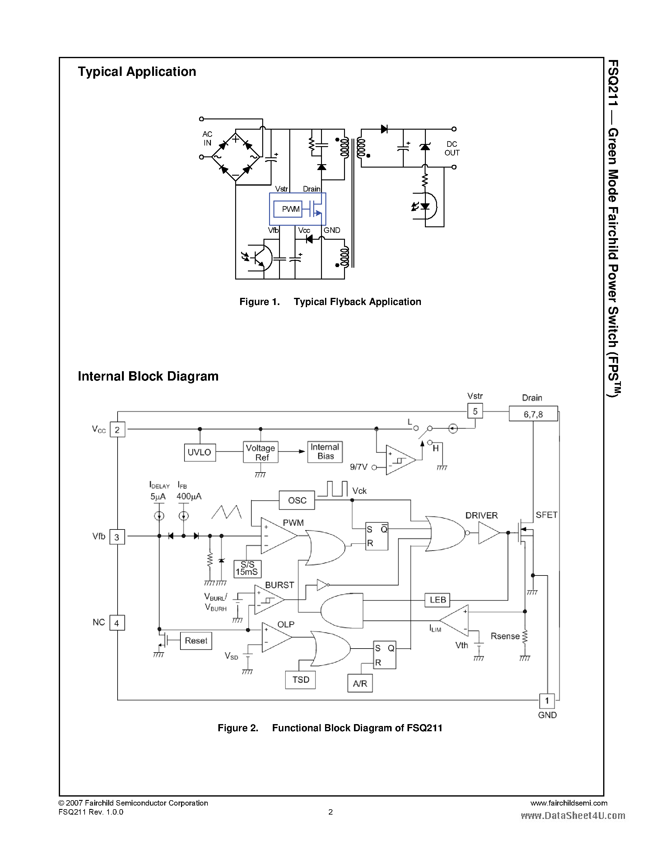 Даташит на микросхему FSQ211 страница 2 Даташит FSQ211 - Green Mode Fairchild Power Switch страница 2