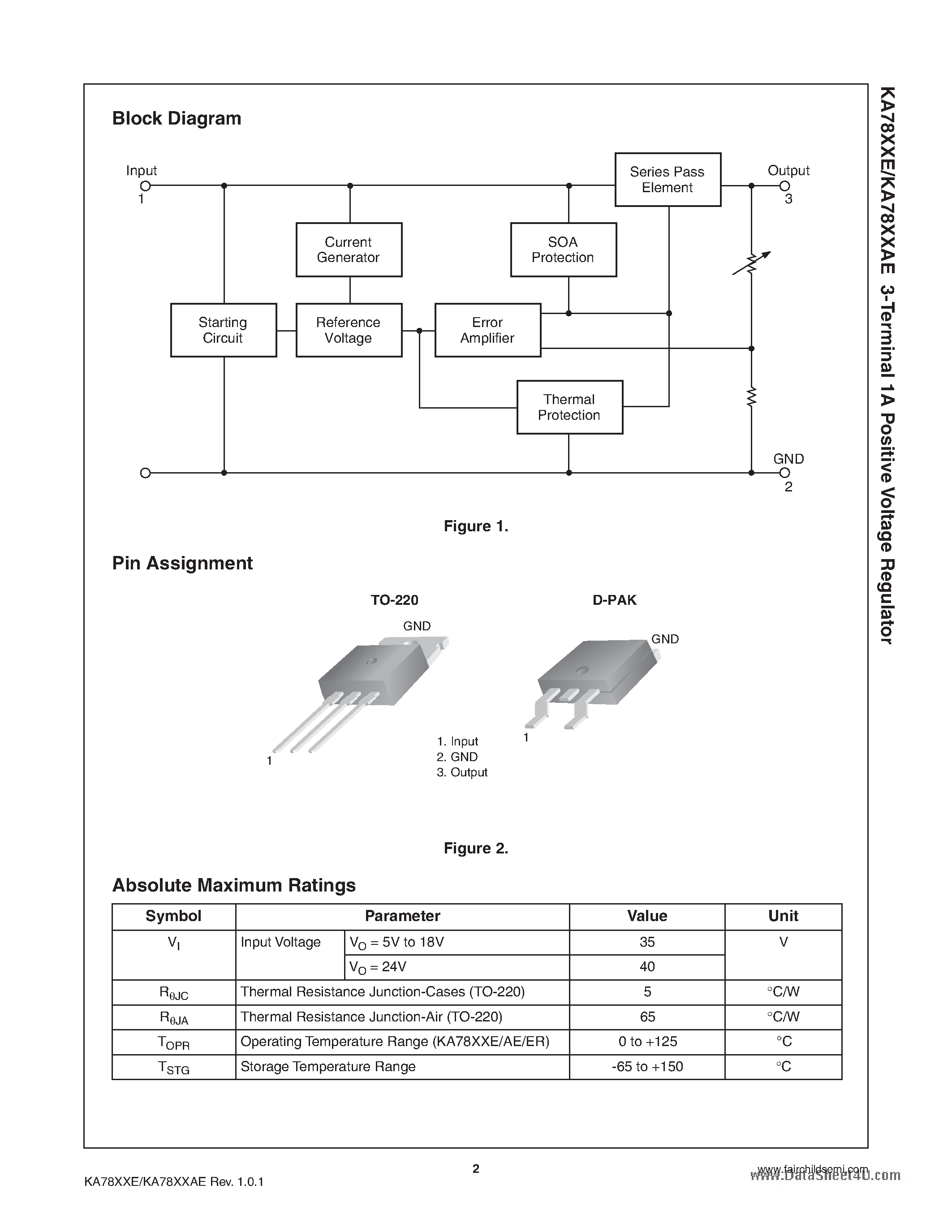 Даташит на микросхему KA7805AE страница 2 Даташит KA7805AE - 3-Terminal 1A Positive Voltage Regulator страница 2