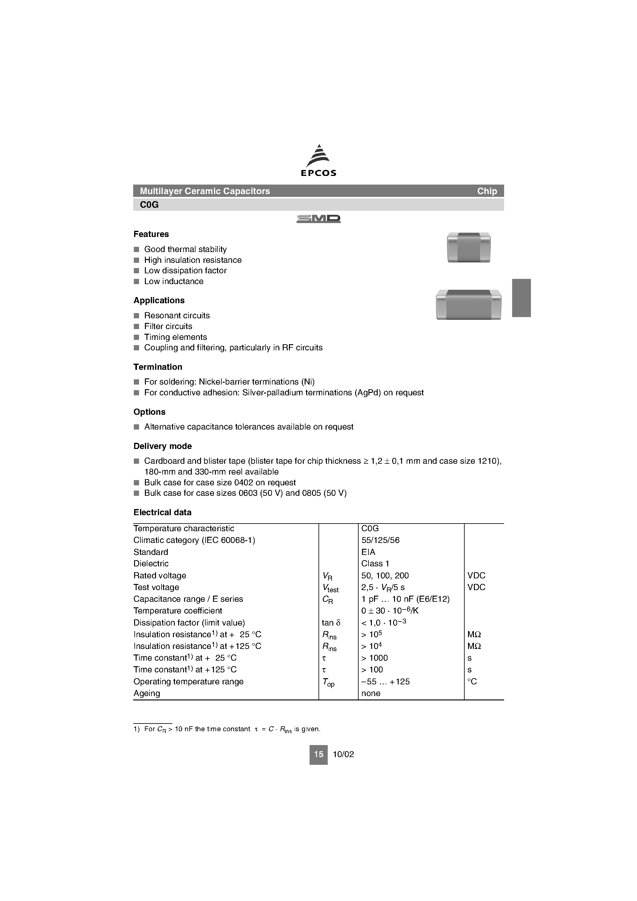 Datasheet B37871 page 2 Datasheet B37871 - (B37920 - B37949) Multilayer Ceramic Capacitors page 2