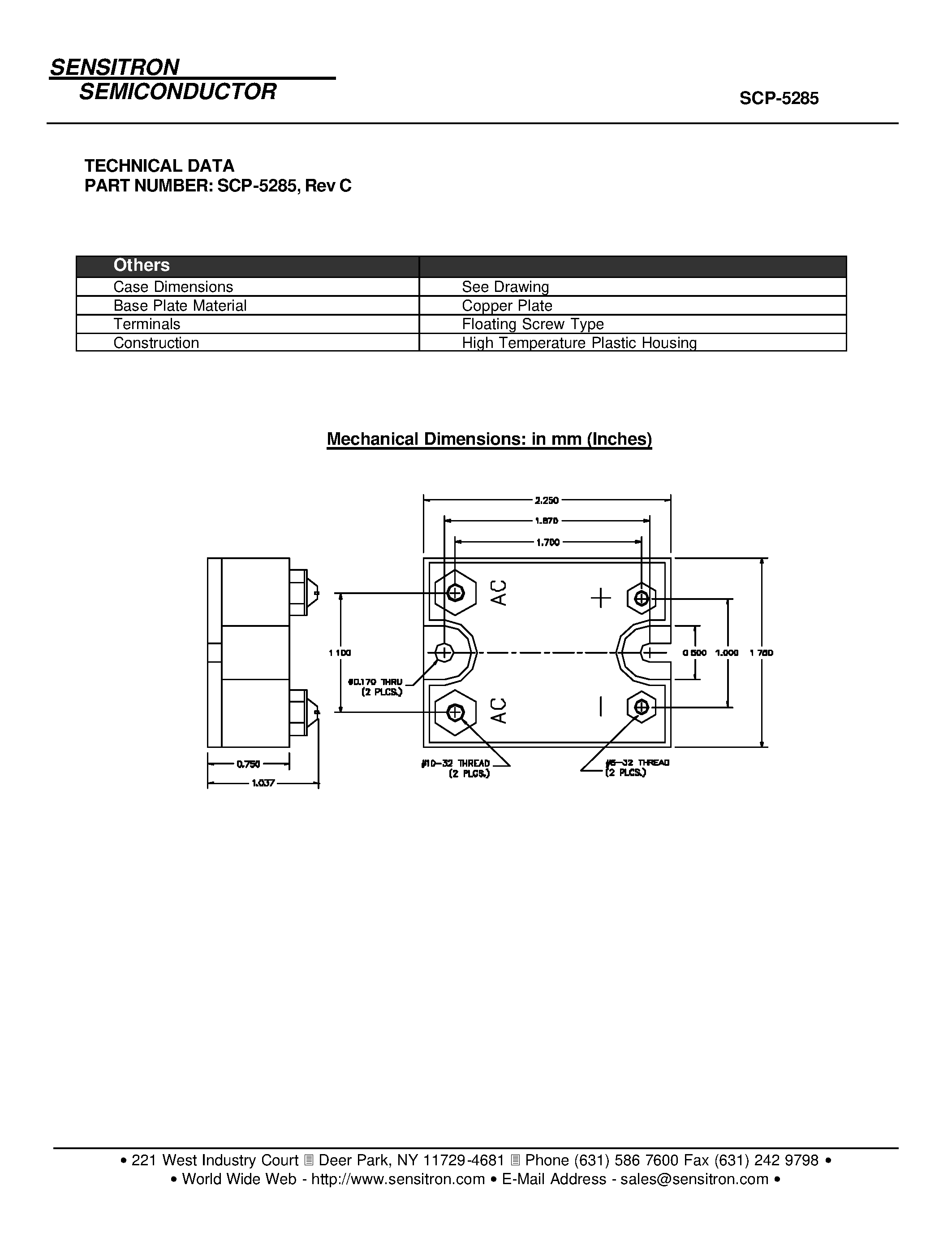 Datasheet SCP-5285 - AC SOLID STATE RELAY page 2