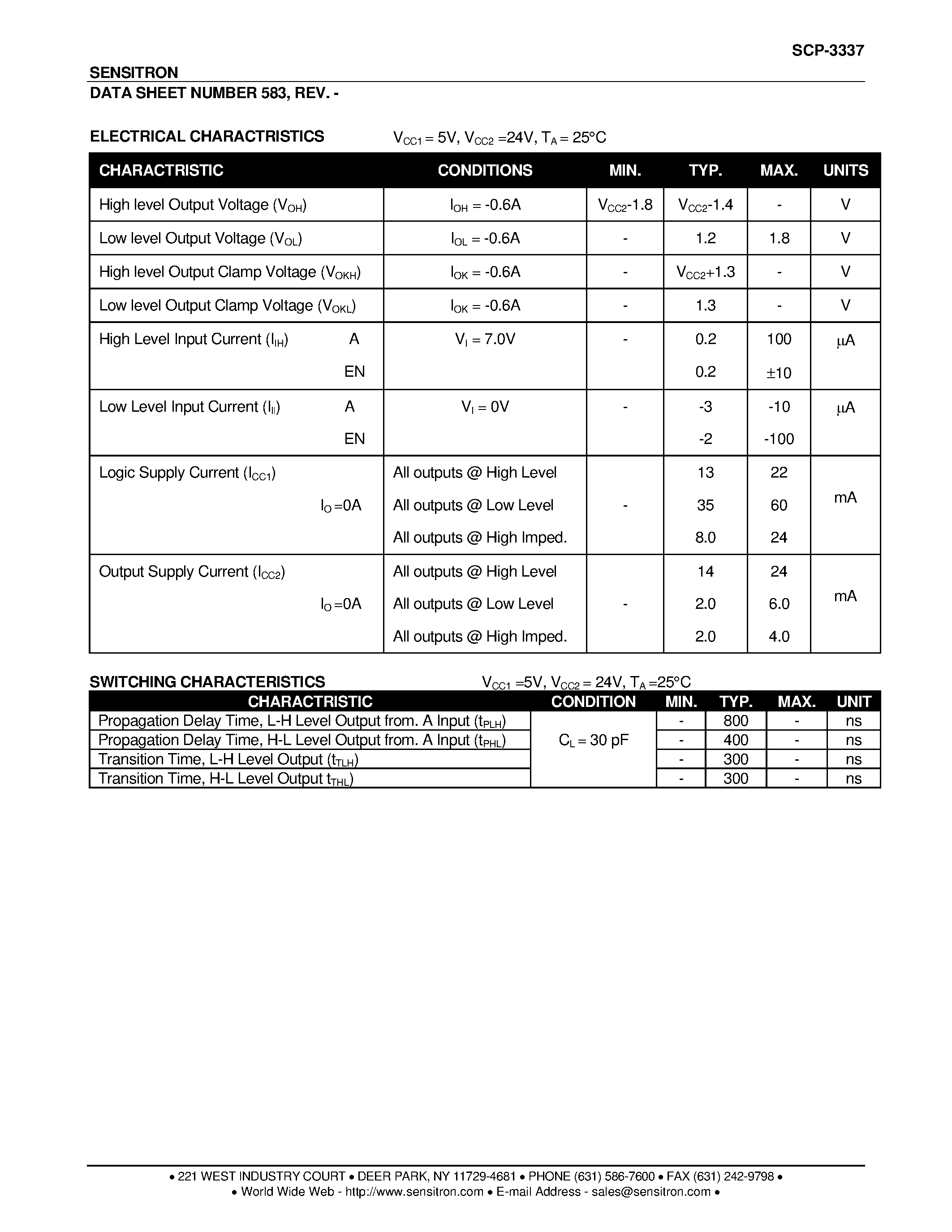 Даташит на микросхему SCP-3337 страница 2 Даташит SCP-3337 - QUADRUPLE HALF-H DRIVER страница 2