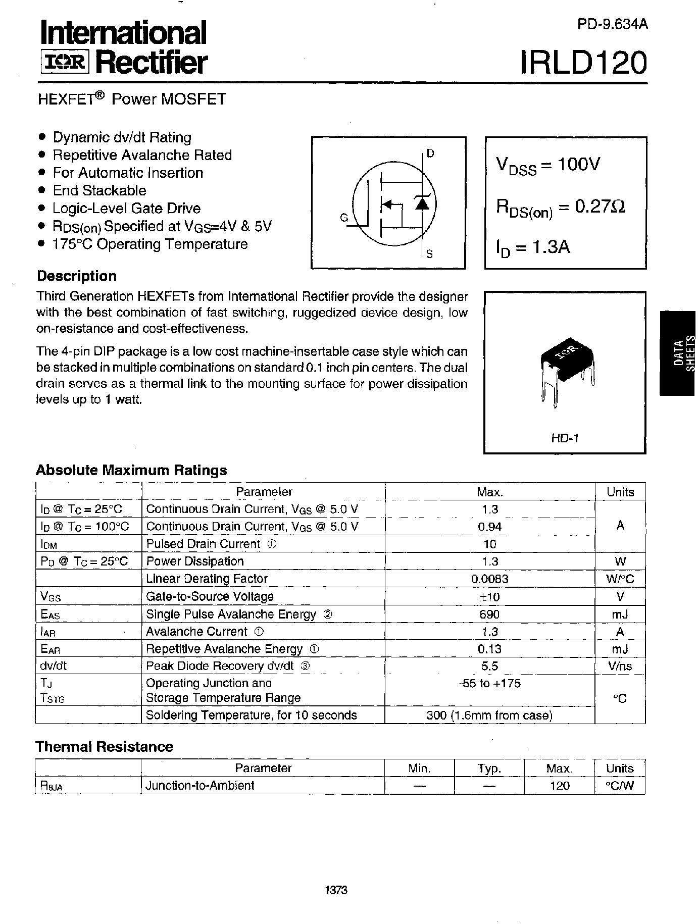 Datasheet IRLD120 page 1 Datasheet IRLD120 - POWER MOSFET page 1