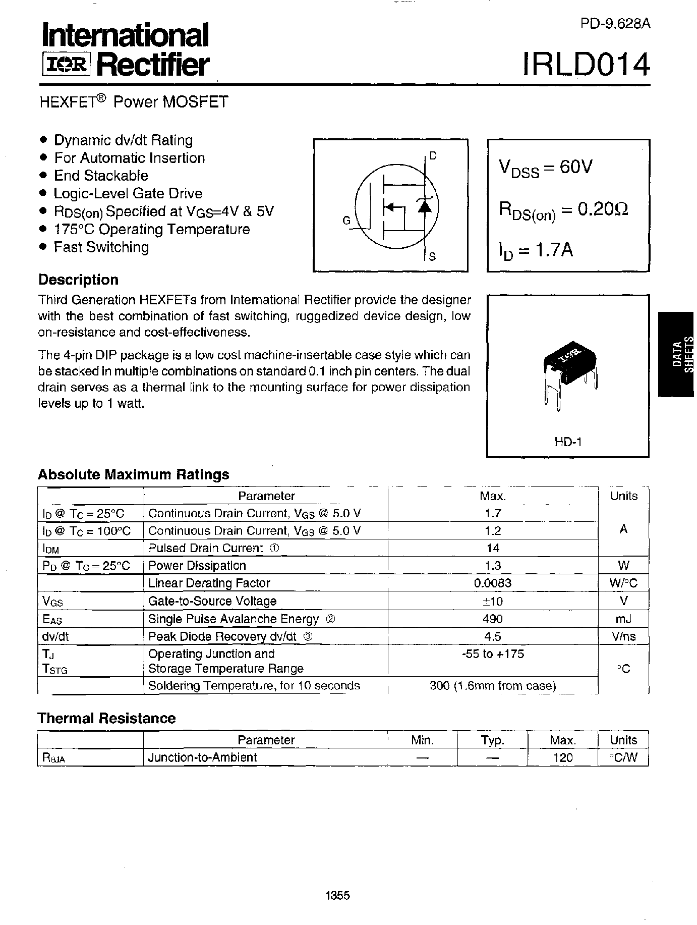 Datasheet IRLD014 page 1 Datasheet IRLD014 - POWER MOSFEET page 1
