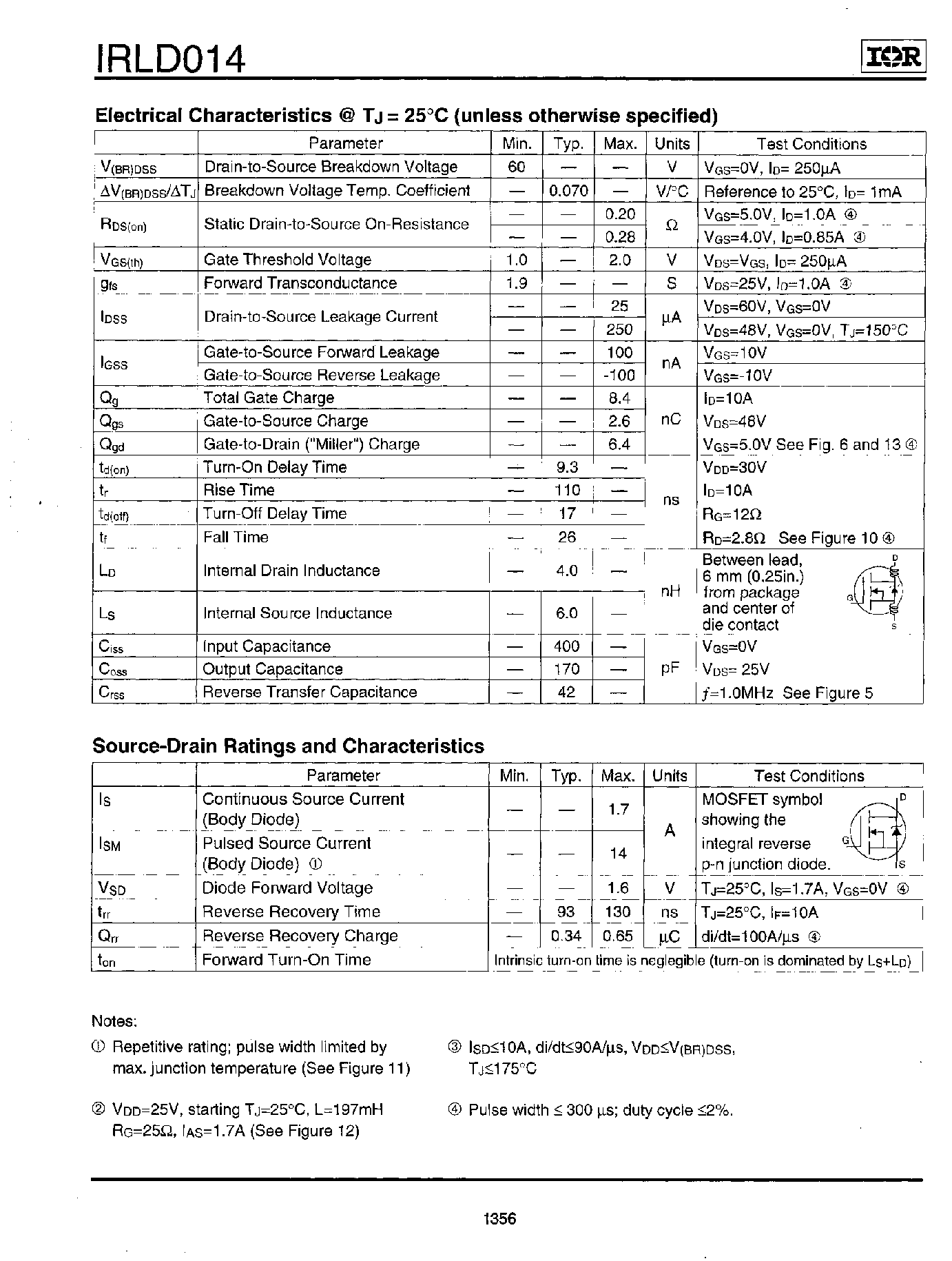 Datasheet IRLD014 page 2 Datasheet IRLD014 - POWER MOSFEET page 2