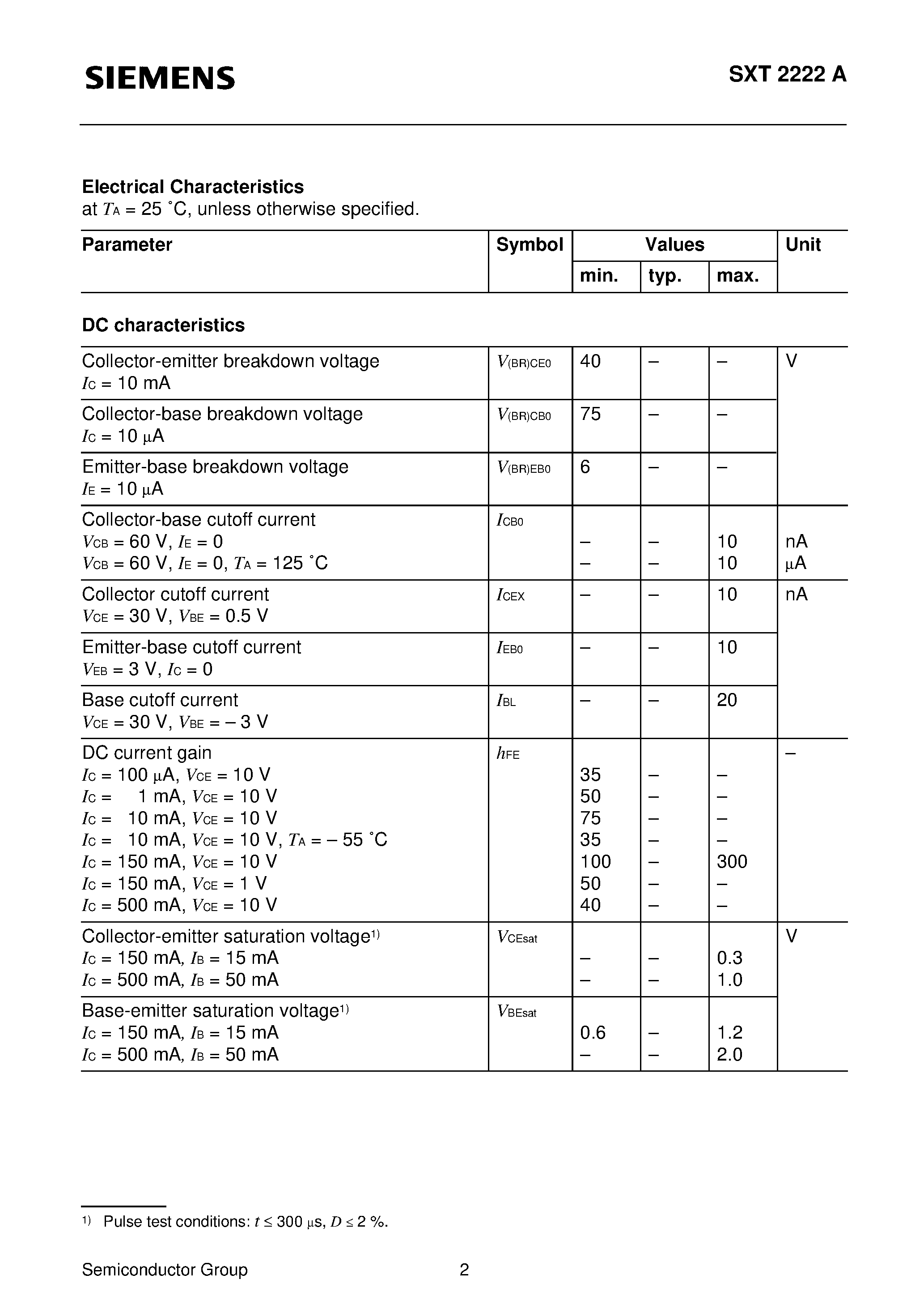 Datasheet SXT2222A page 2 Datasheet SXT2222A - NPN Silicon Switching Transistor page 2