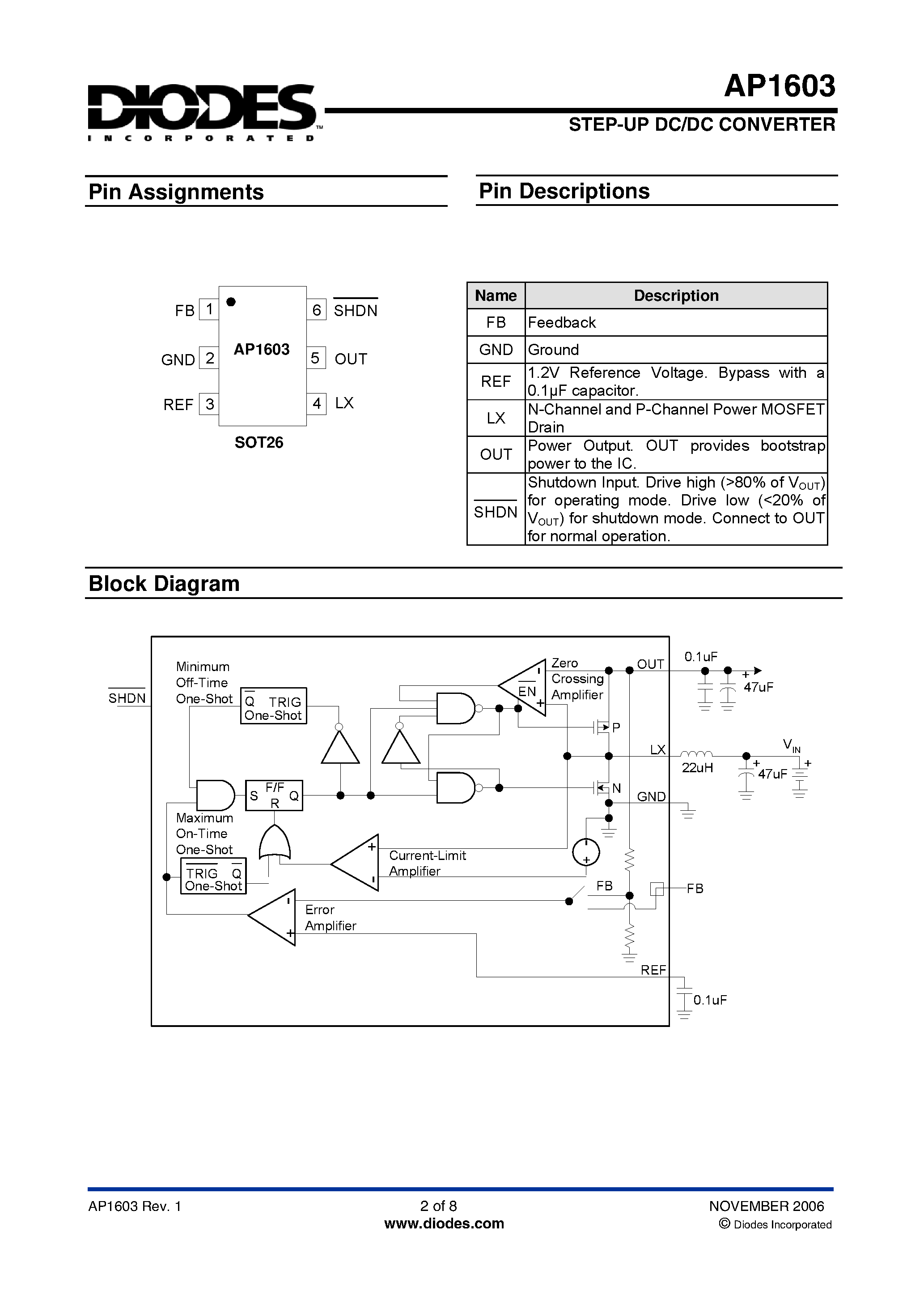 Даташит на микросхему AP1603 страница 2 Даташит AP1603 - STEP-UP DC/DC CONVERTER страница 2
