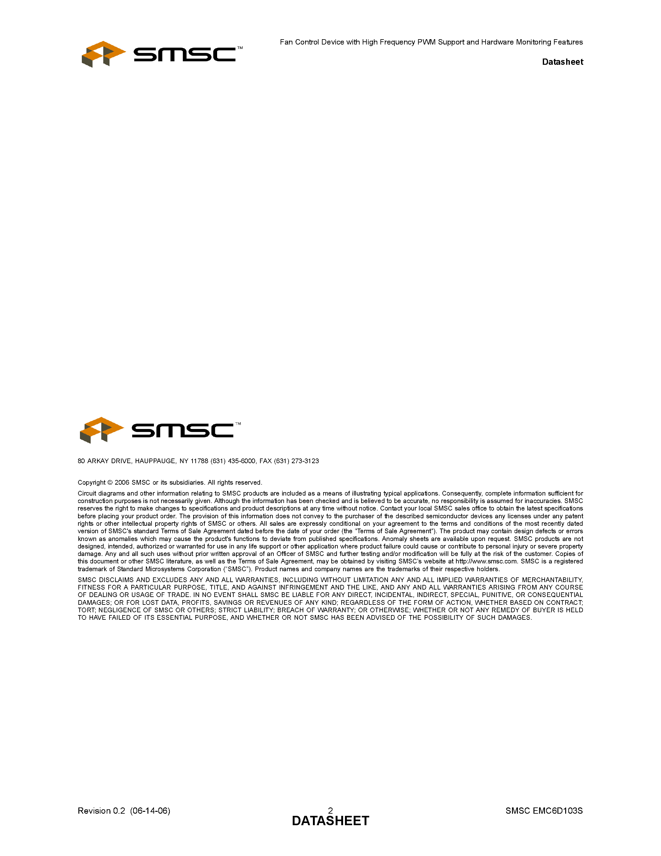 Datasheet EMC6D103S - Fan Control Device page 2