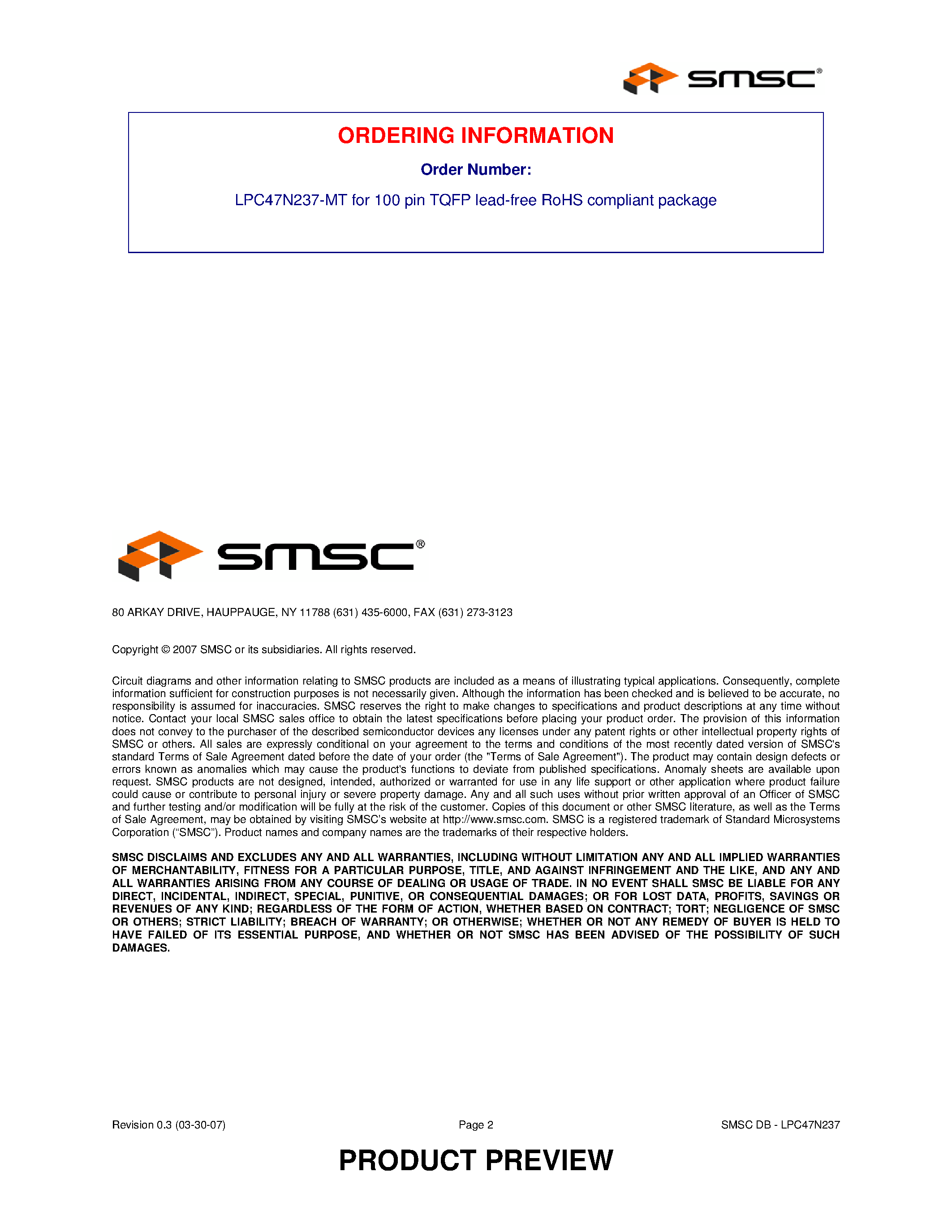 Datasheet LPC47N237 - 3.3v I/O Controller page 2
