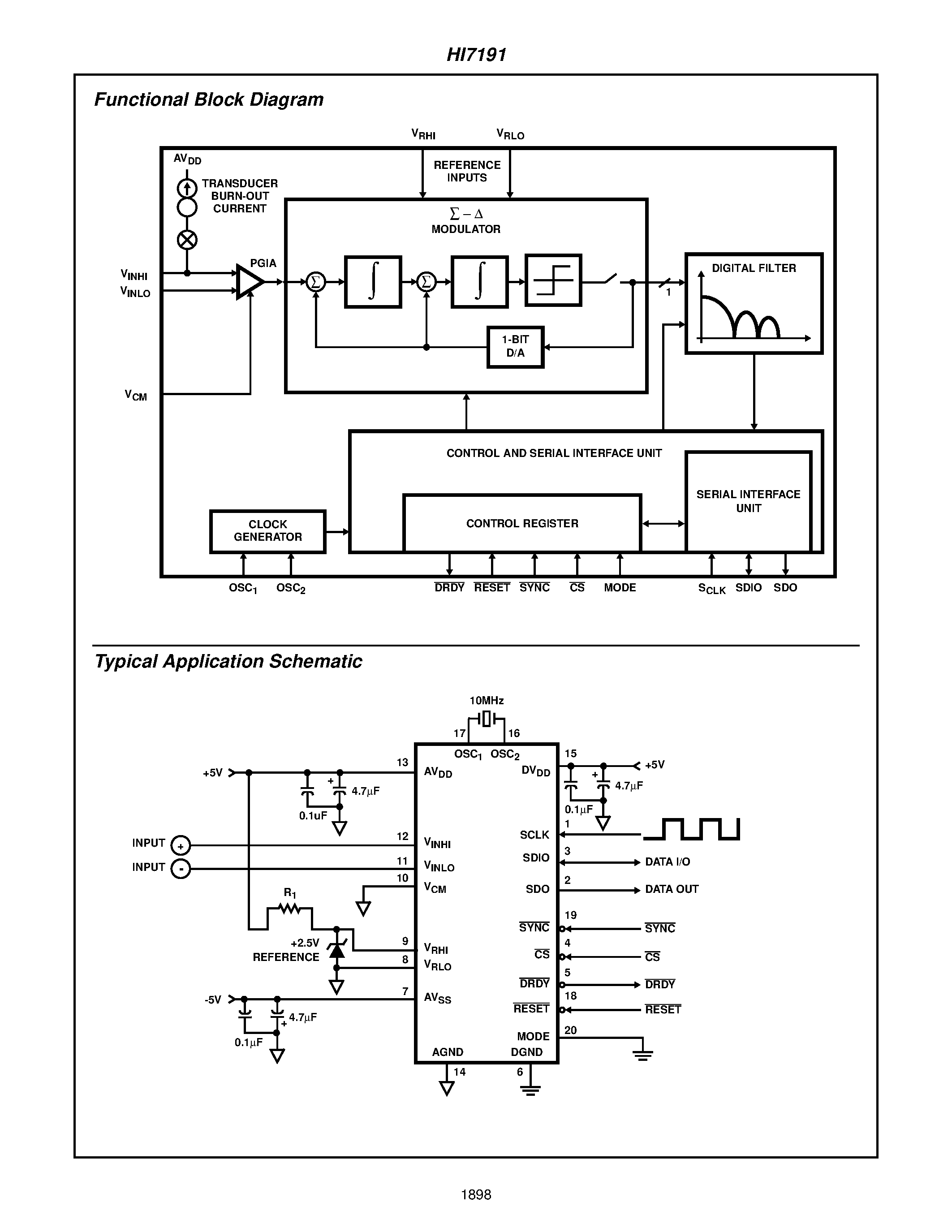 Даташит на микросхему HI7191 страница 2 Даташит HI7191 - Sigma Delta A/D Converter страница 2
