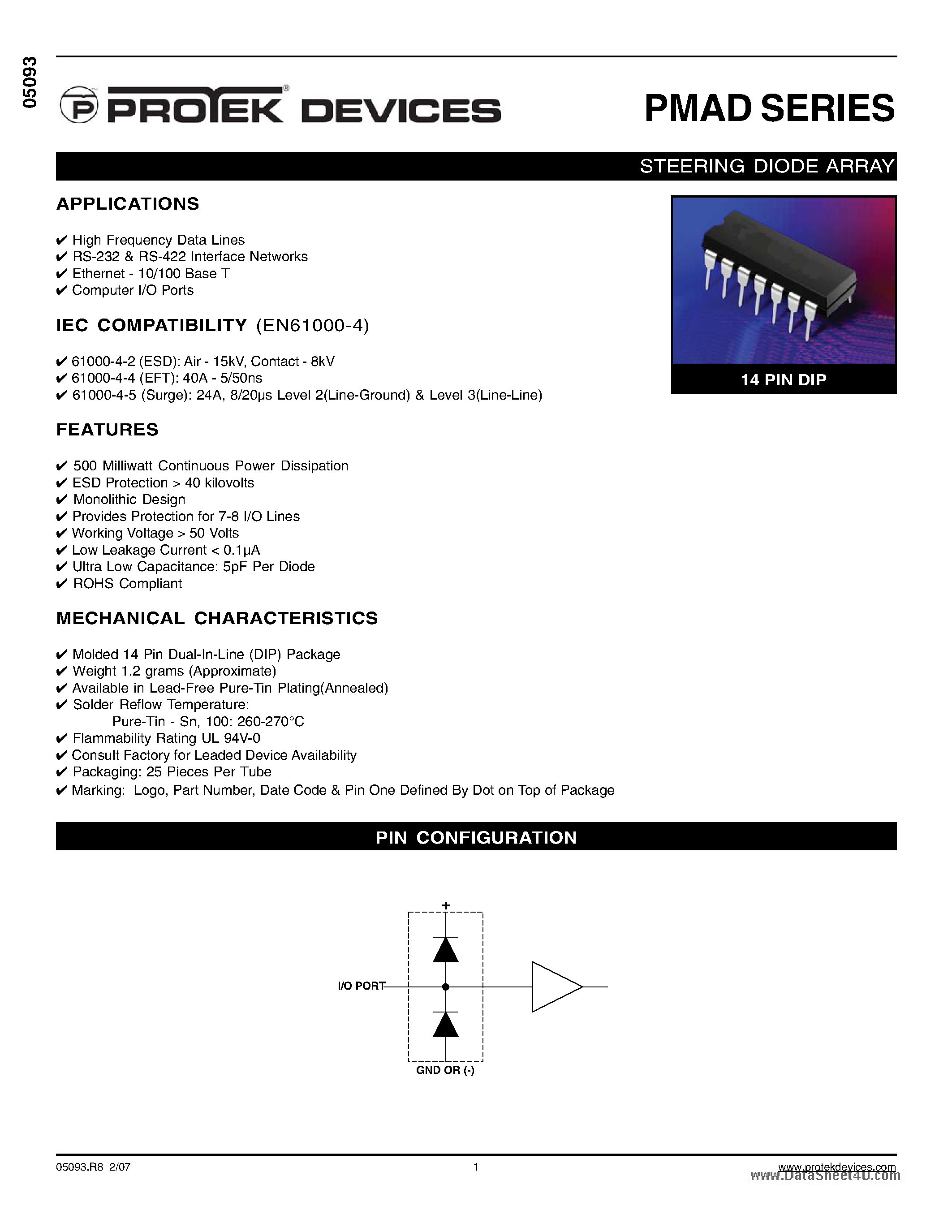 Даташит PMAD - STEERING DIODE ARRAY страница 1