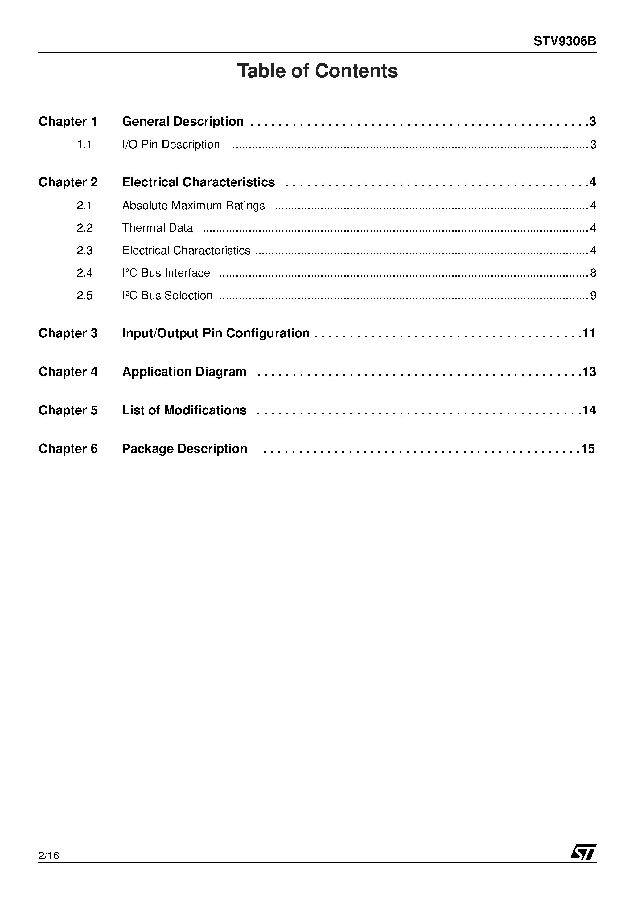 Даташит STV9306B - Bus-Controlled Vertical Deflection System страница 2