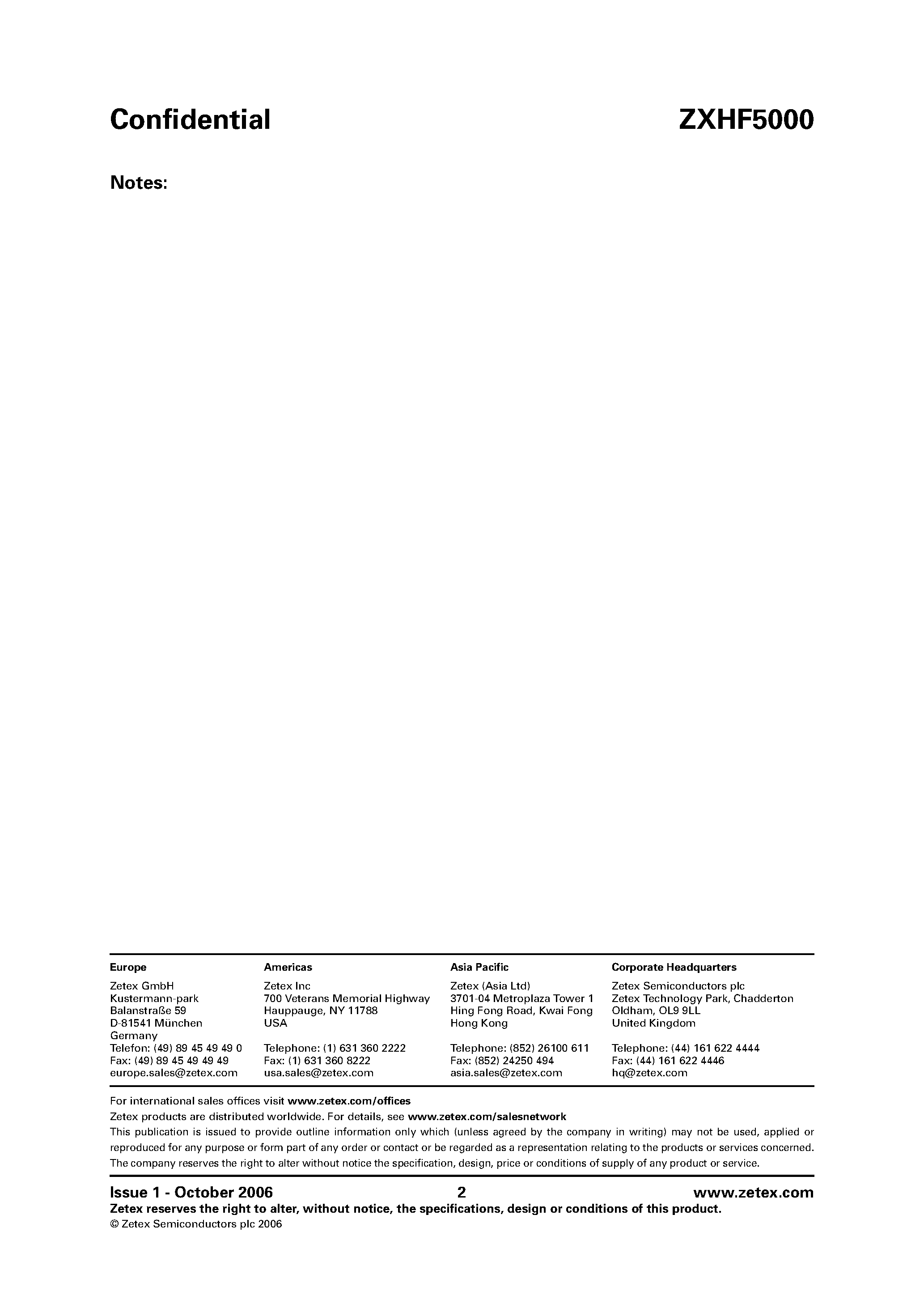Даташит ZXHF5000 - 4:2 IF switch страница 2