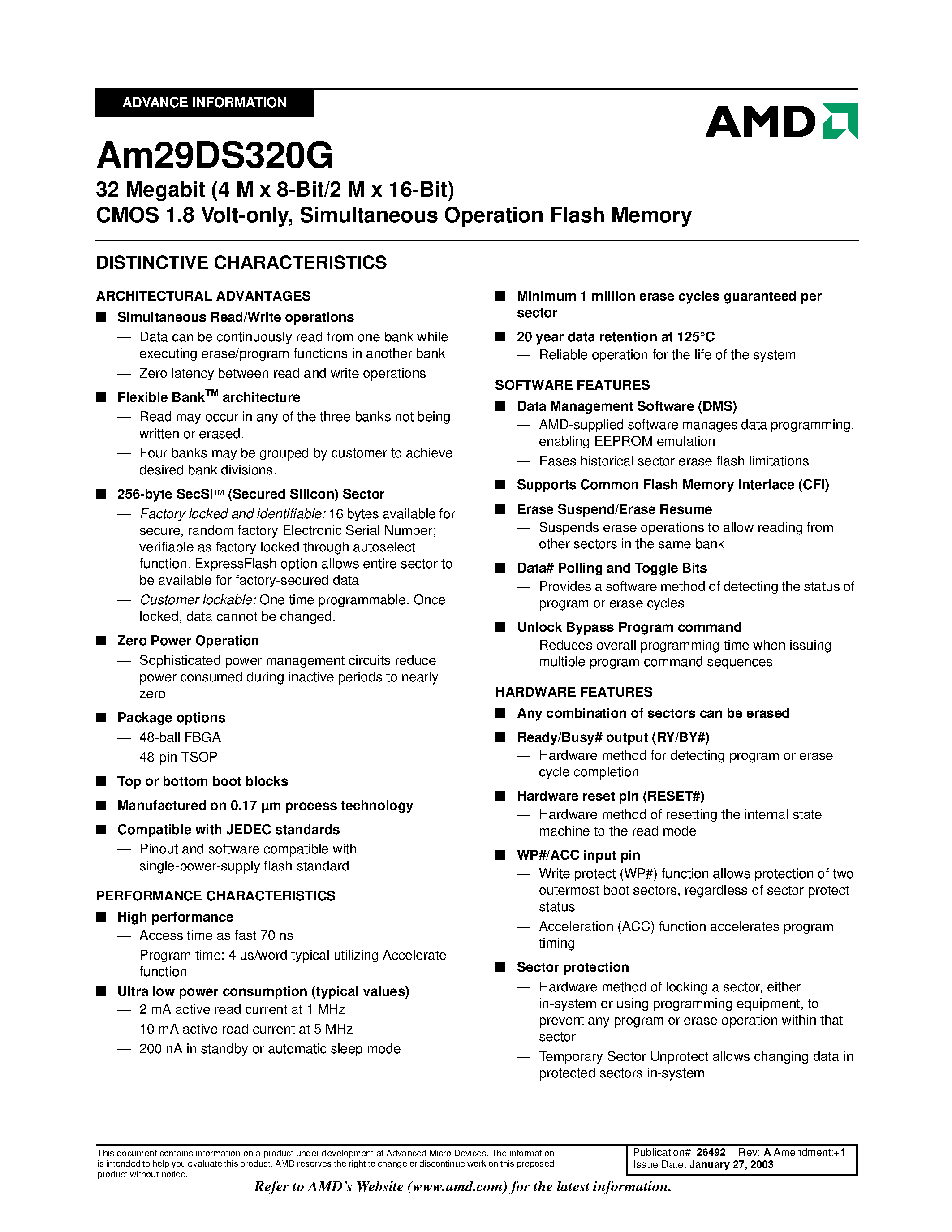 Datasheet AM29DS320G - Simultaneous Operation Flash Memory page 2