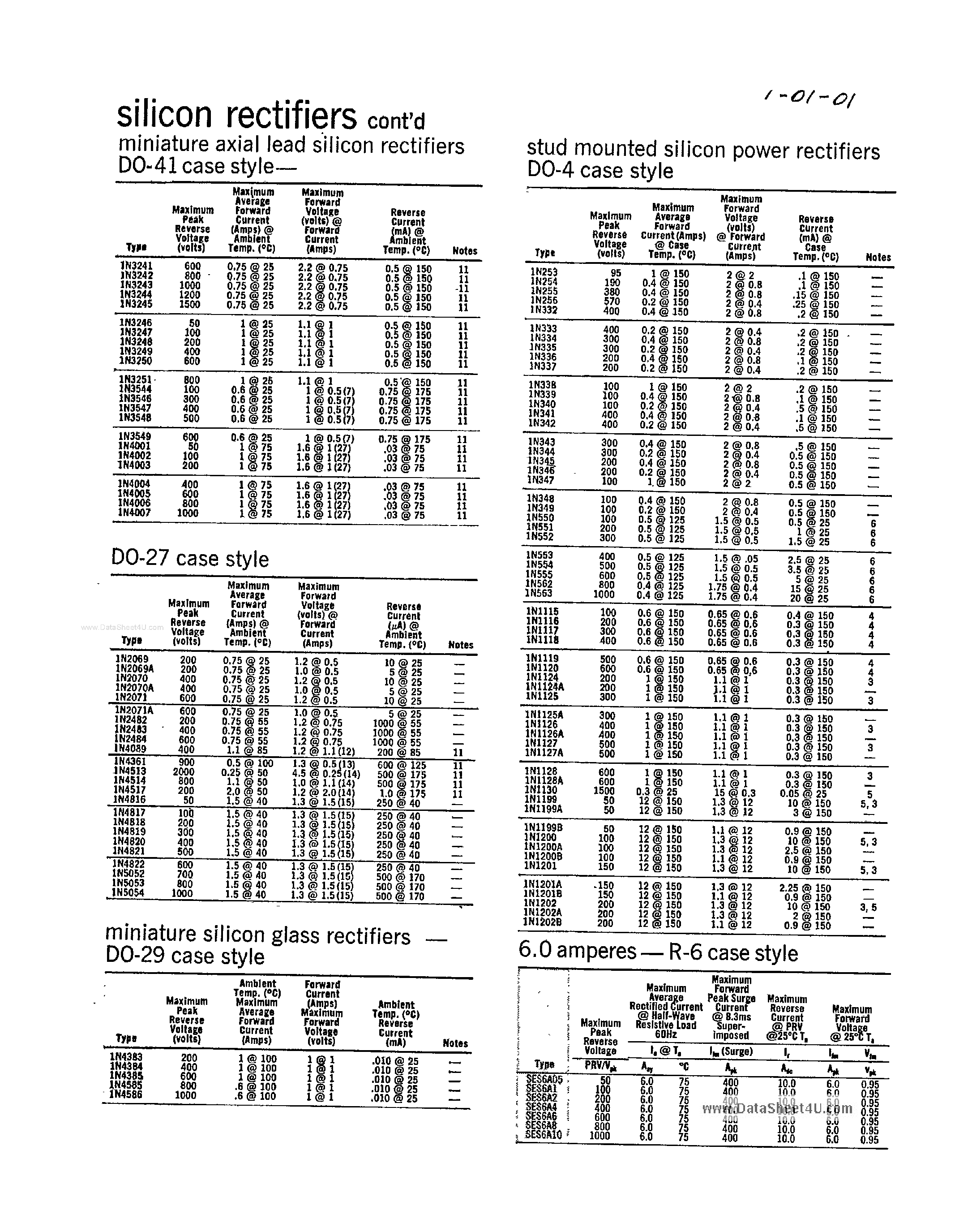 Datasheet 1N4361 - Silicon Rectifiers page 1